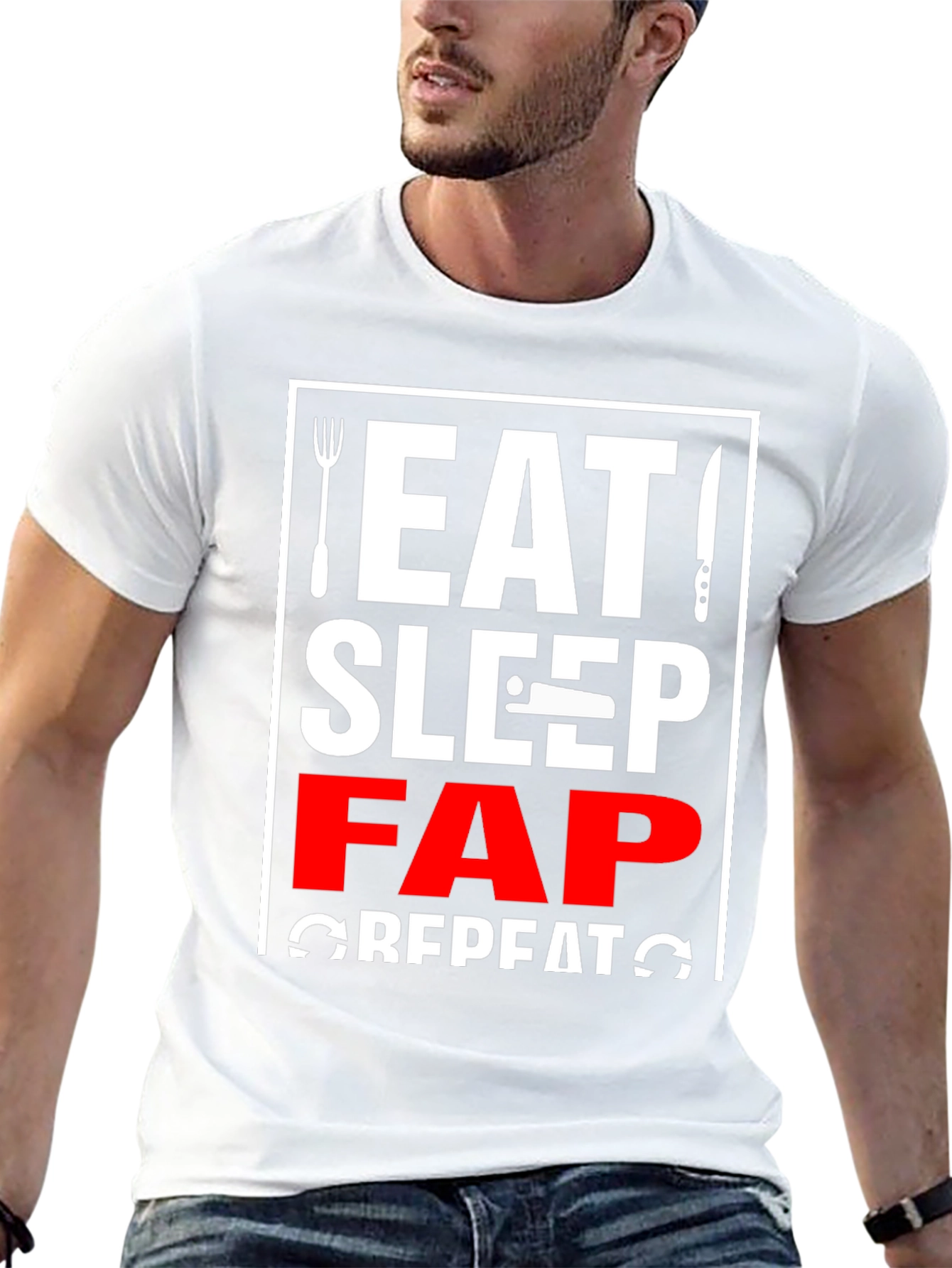 Eat Sleep Fap Repeat Graphic Tee - Black