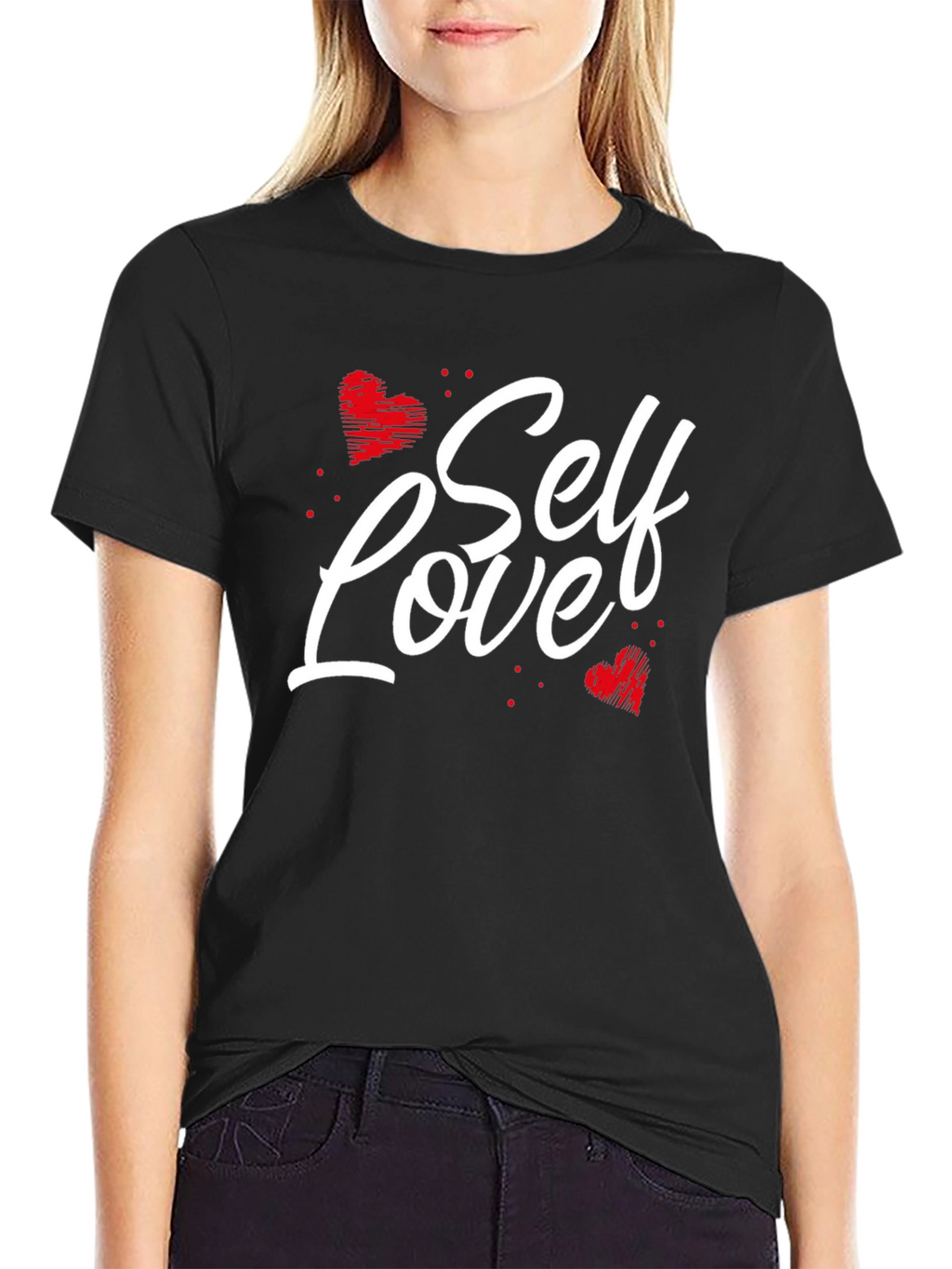 Self Love Heart Graphic Black T-Shirt