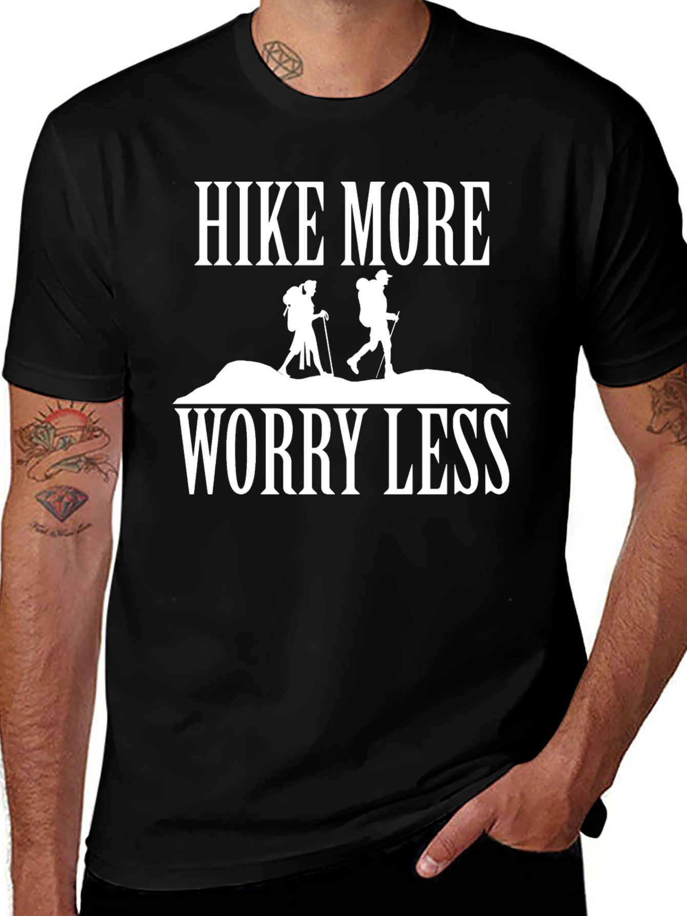 Hike More Worry Less Graphic Tee - Outdoor Adventure T-Shirt