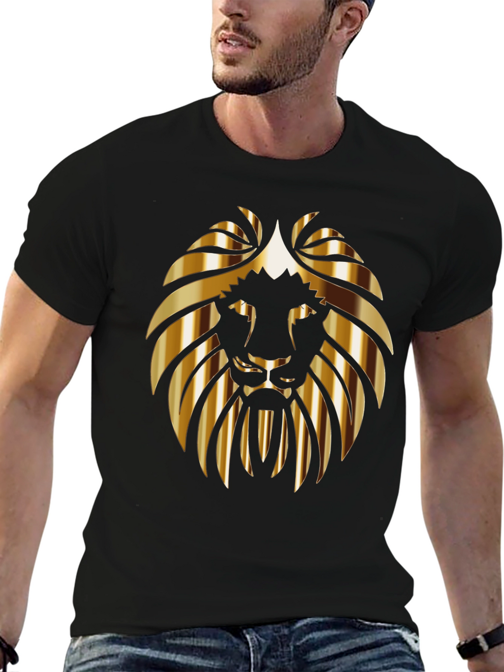 Golden Lion Graphic Black T-Shirt