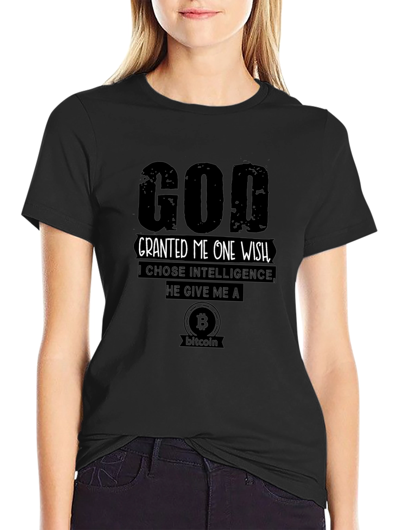 God Granted Me Bitcoin T-Shirt - Choose Intelligence