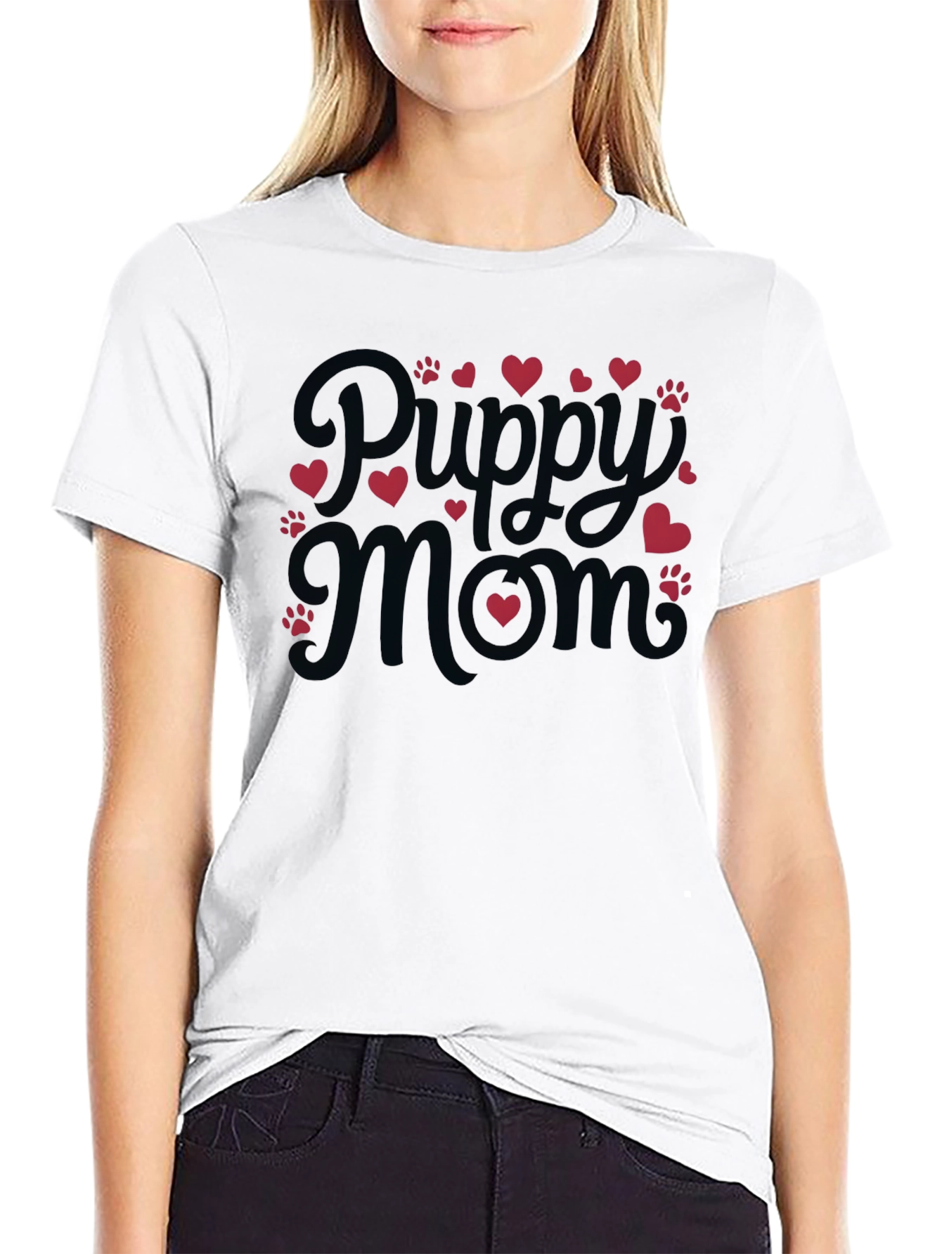 Puppy Mom Black T-Shirt