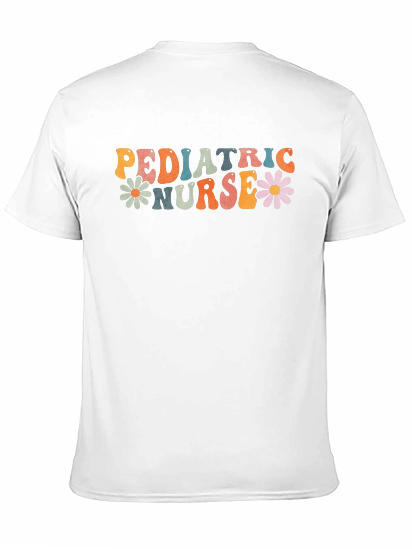 Pediatric Nurse Graphic Tee Retro Daisy Flower Black T-Shirt