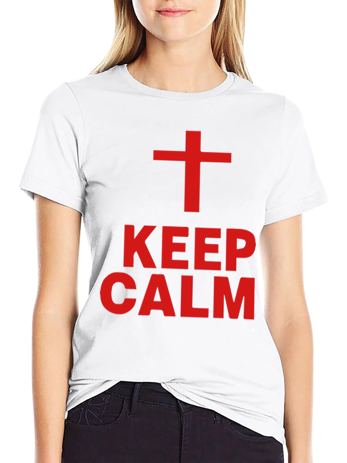 Keep Calm Christian Tee - Red Cross Design