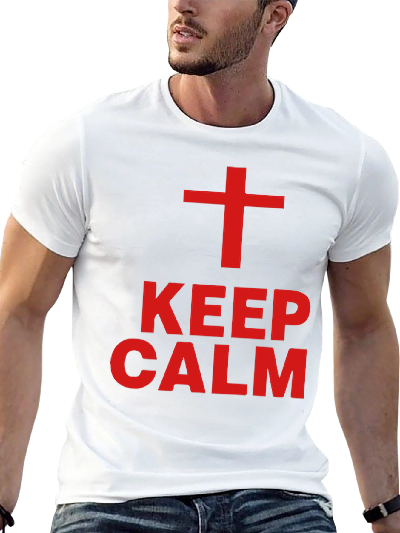Keep Calm Christian Tee - Red Cross Design