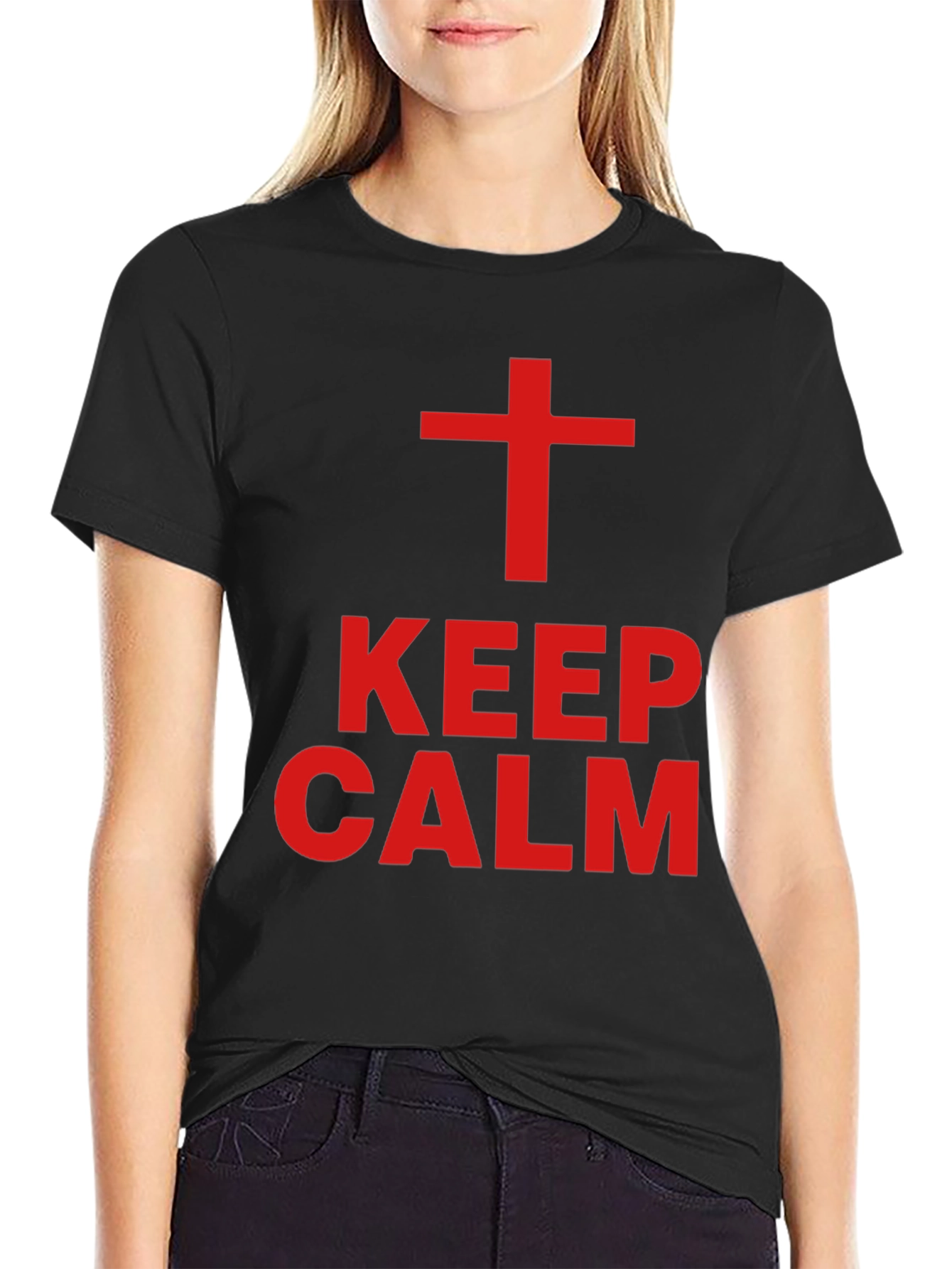 Keep Calm Christian Tee - Red Cross Design