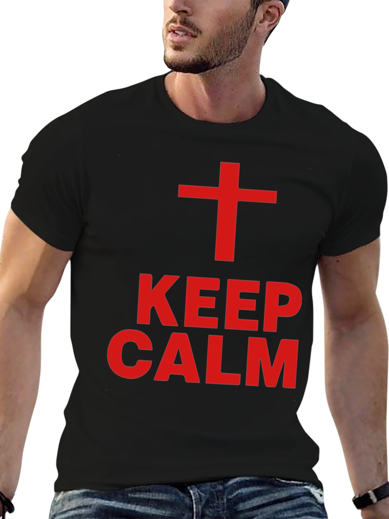 Keep Calm Christian Tee - Red Cross Design