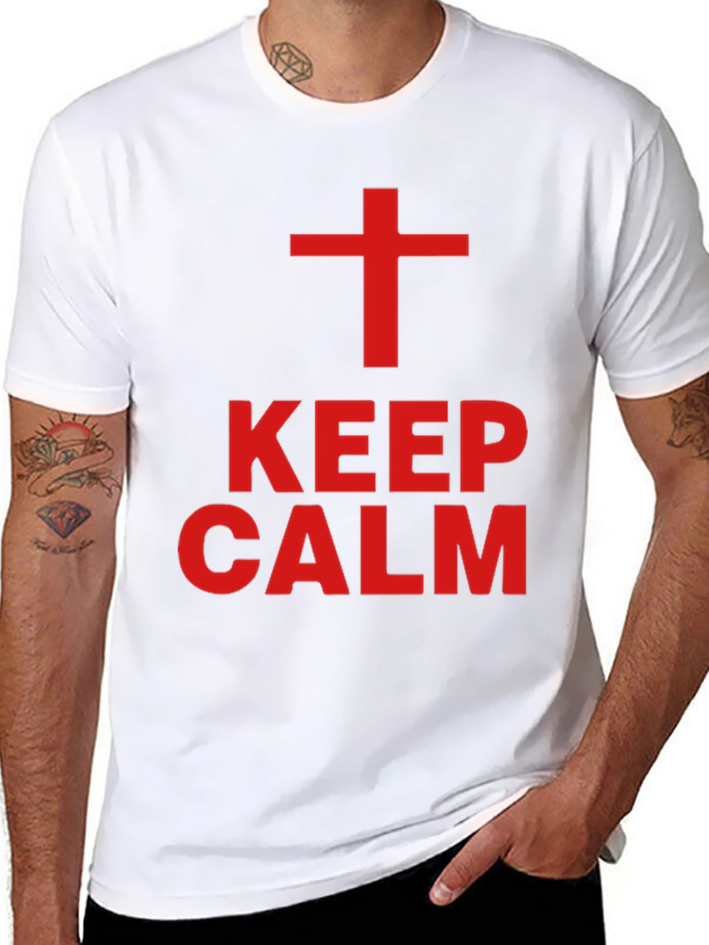 Keep Calm Christian Tee - Red Cross Design