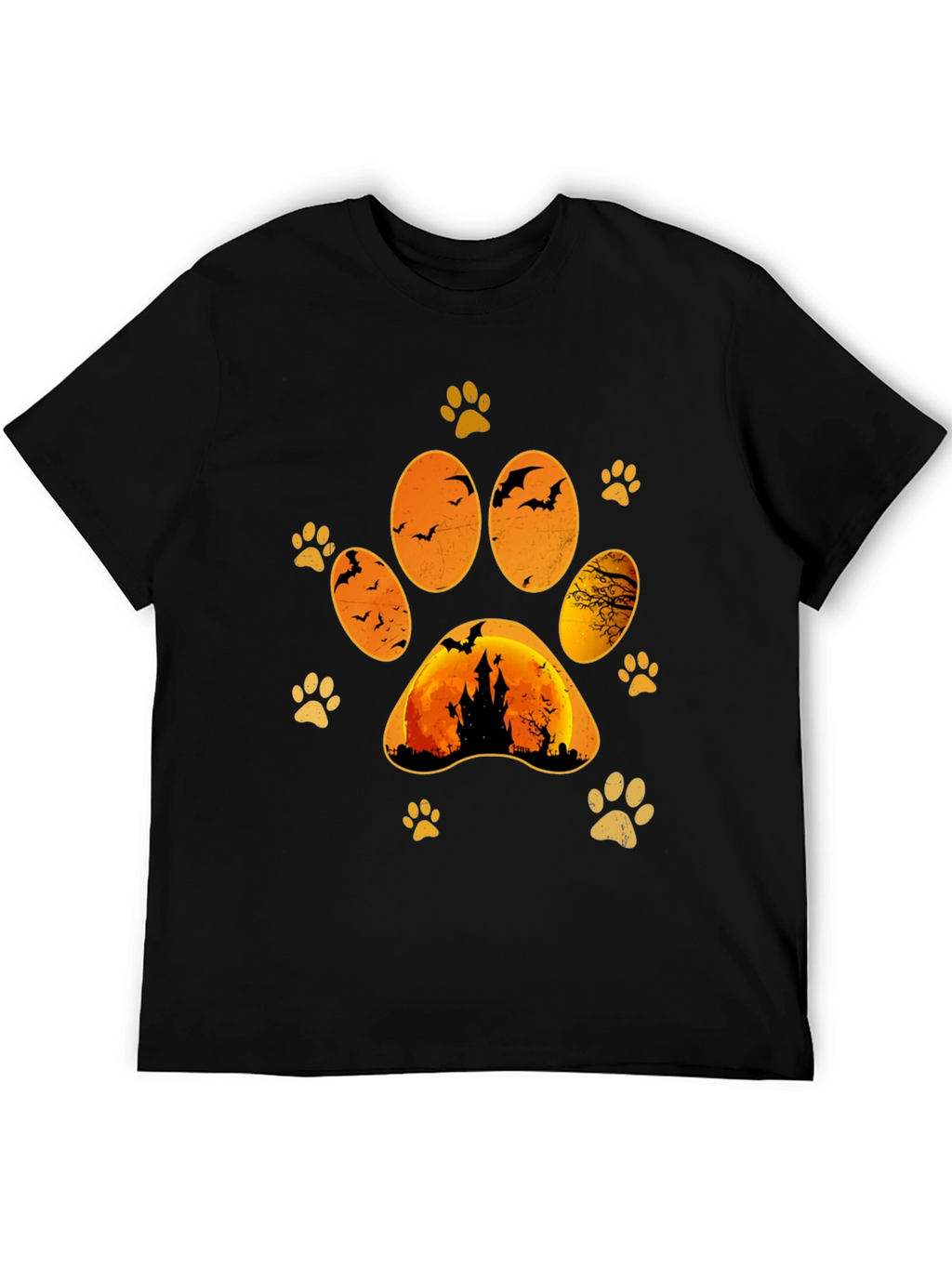 Halloween Cat Paw Print T-Shirt