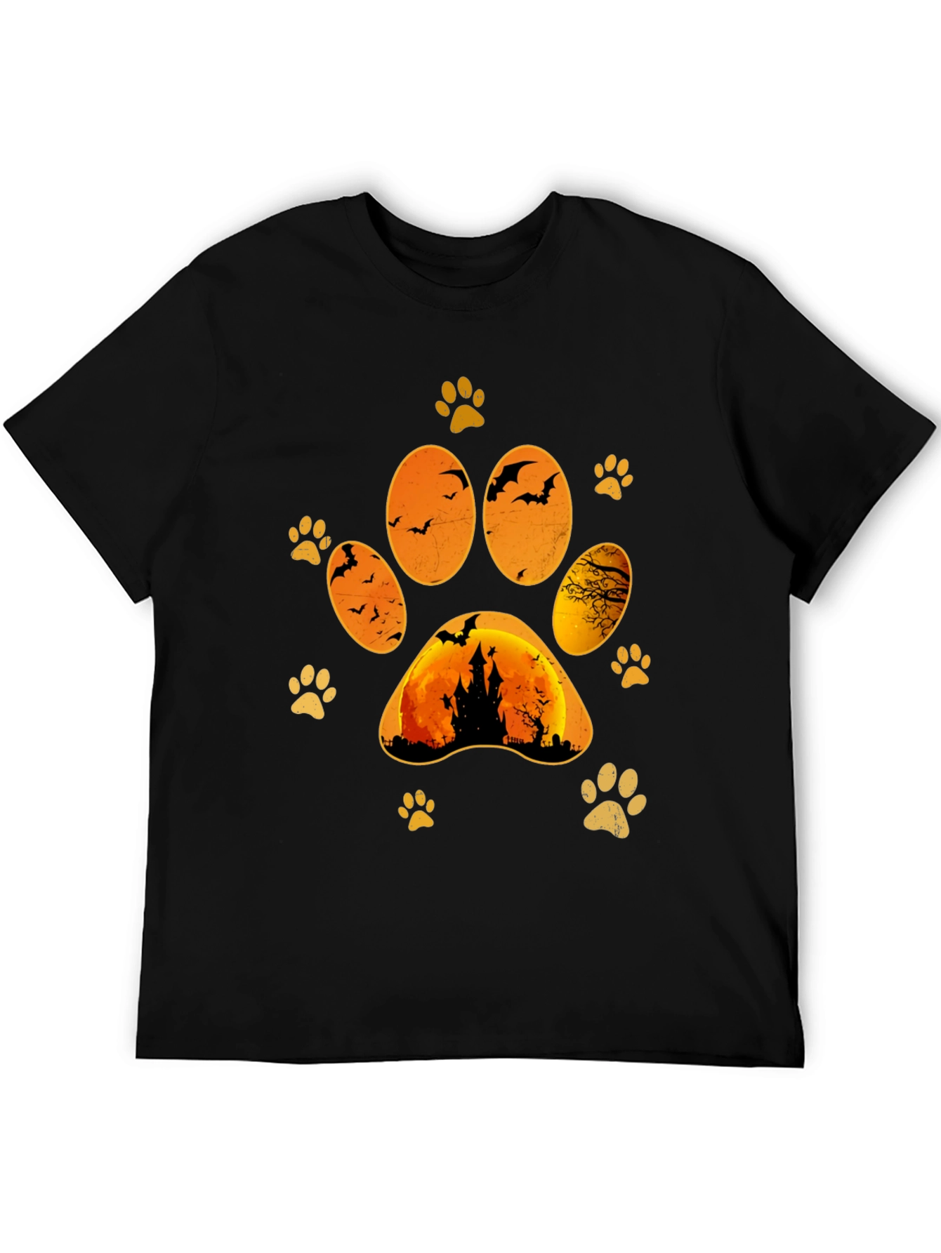 Halloween Cat Paw Print T-Shirt