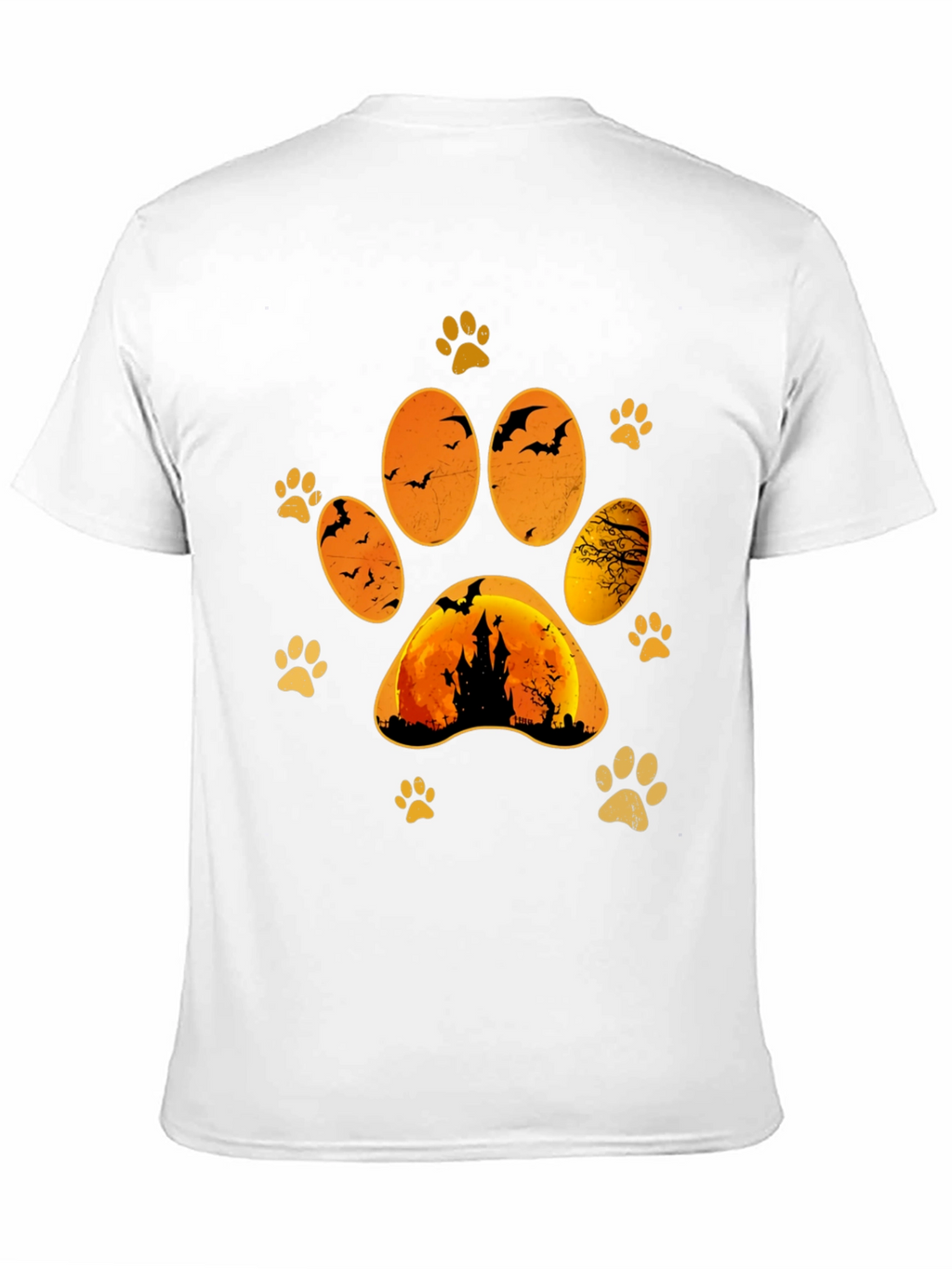 Halloween Cat Paw Print T-Shirt