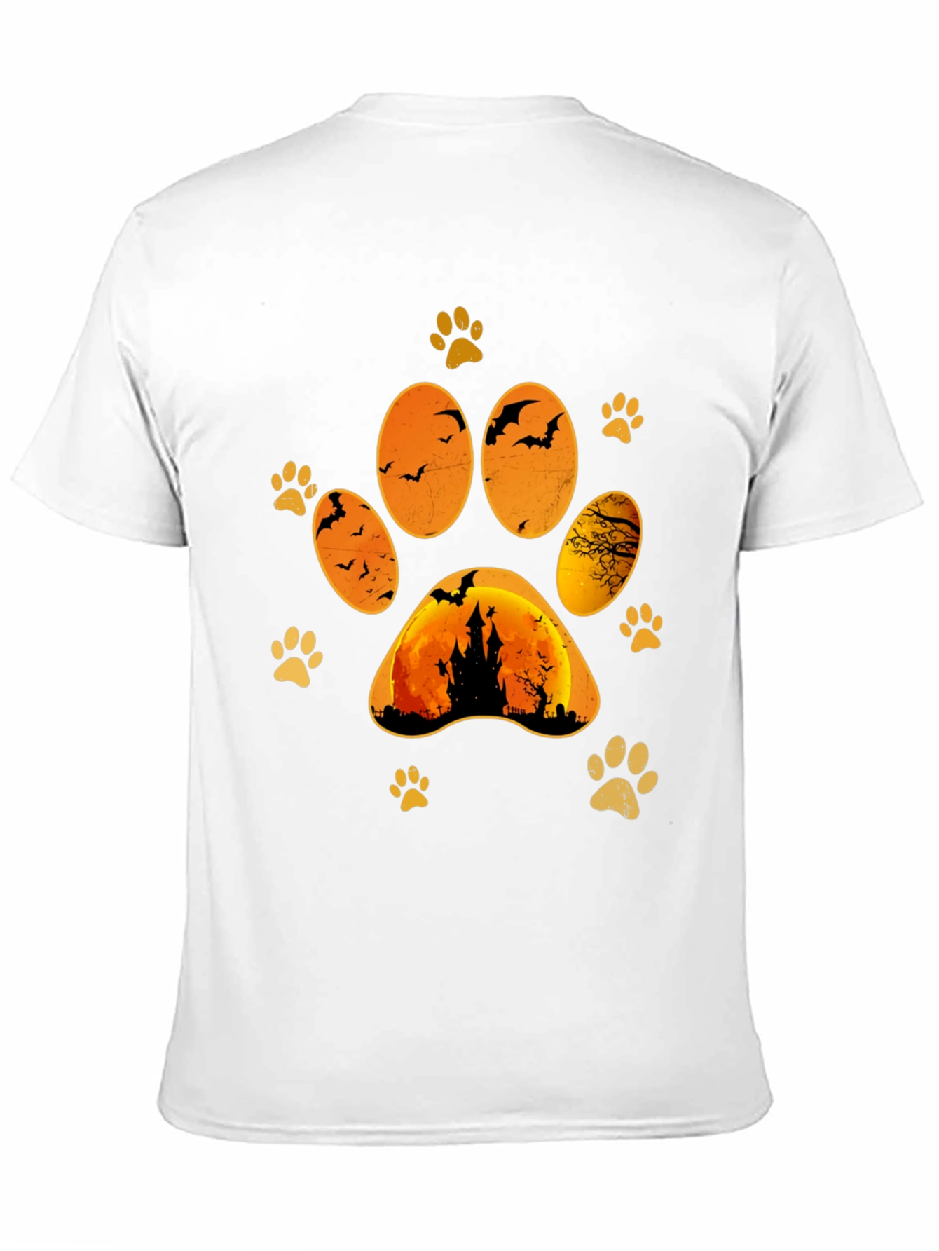 Halloween Cat Paw Print T-Shirt