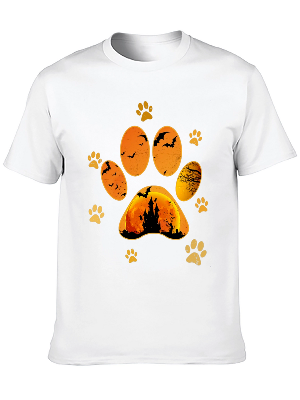 Halloween Cat Paw Print T-Shirt
