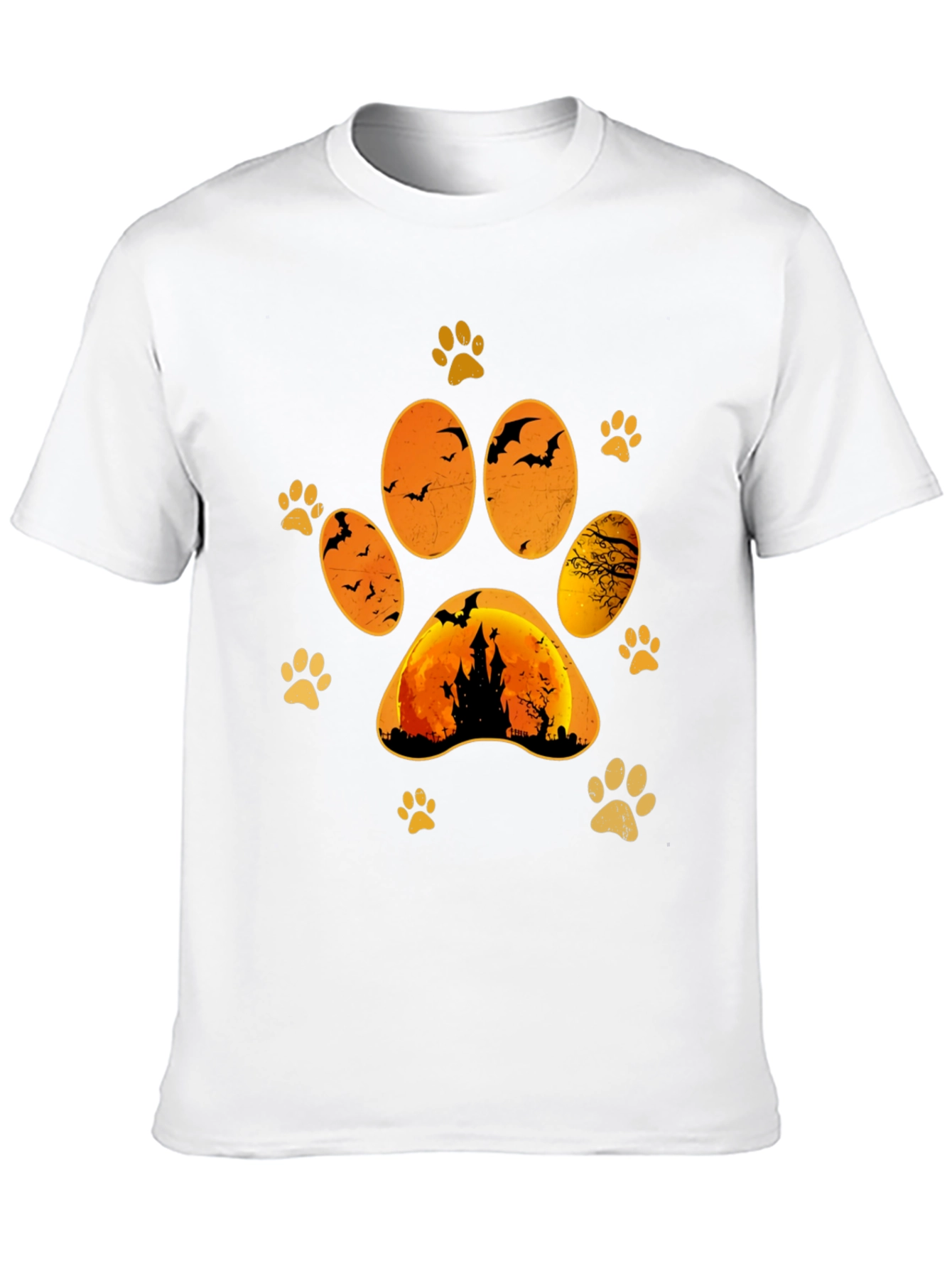 Halloween Cat Paw Print T-Shirt