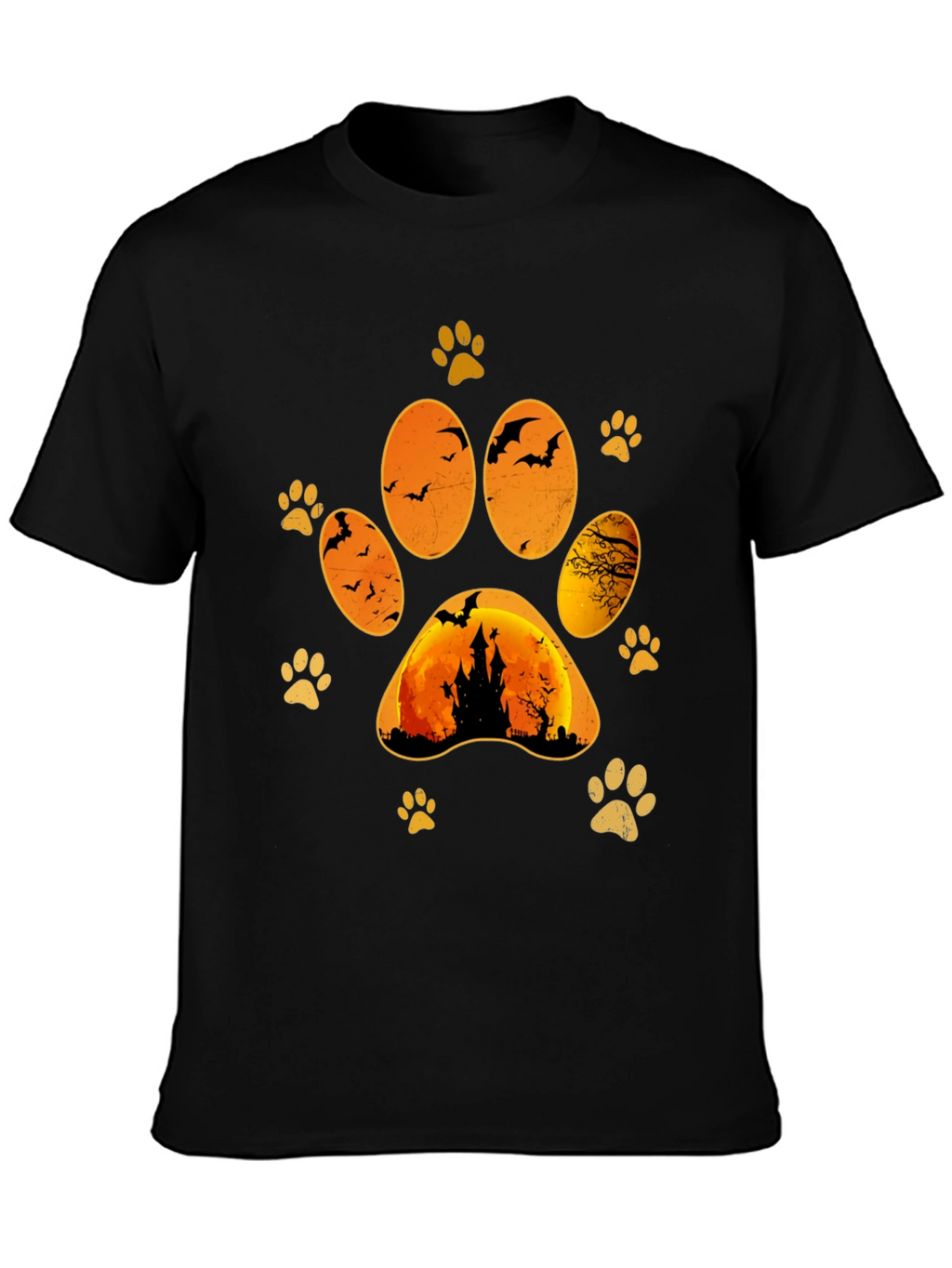 Halloween Cat Paw Print T-Shirt
