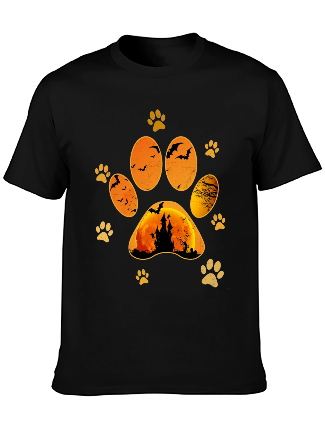 Halloween Cat Paw Print T-Shirt