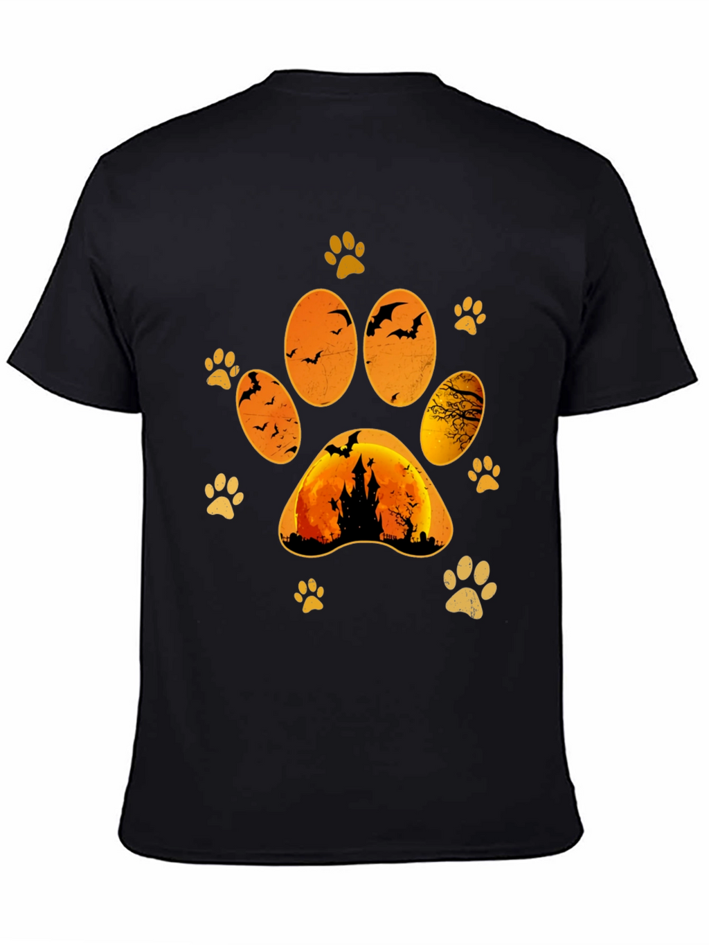 Halloween Cat Paw Print T-Shirt