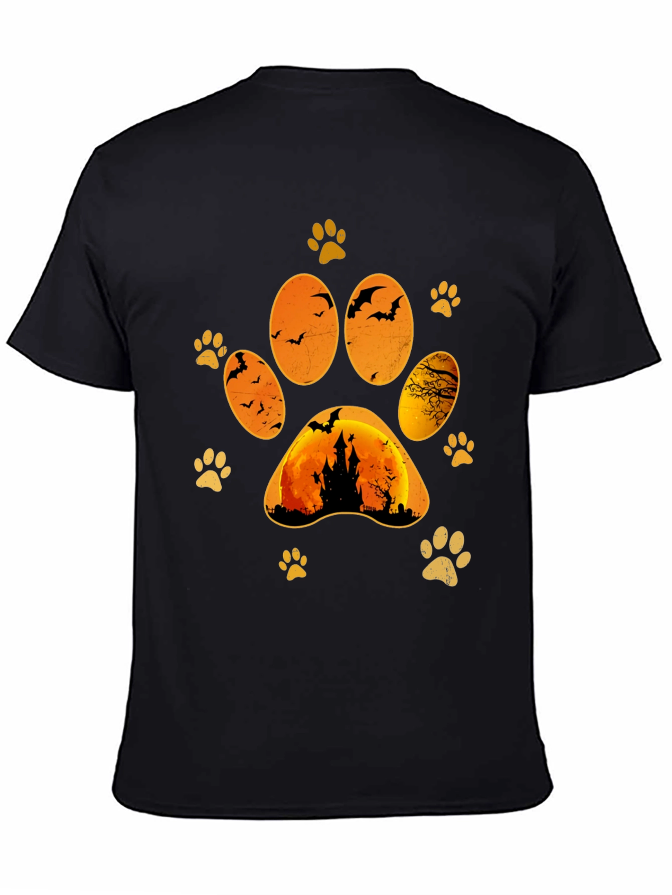 Halloween Cat Paw Print T-Shirt