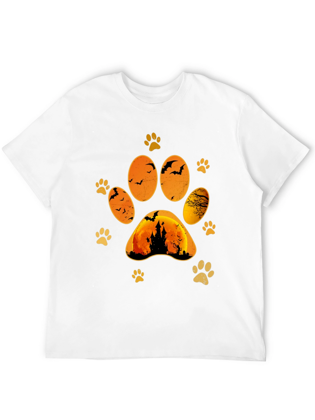 Halloween Cat Paw Print T-Shirt