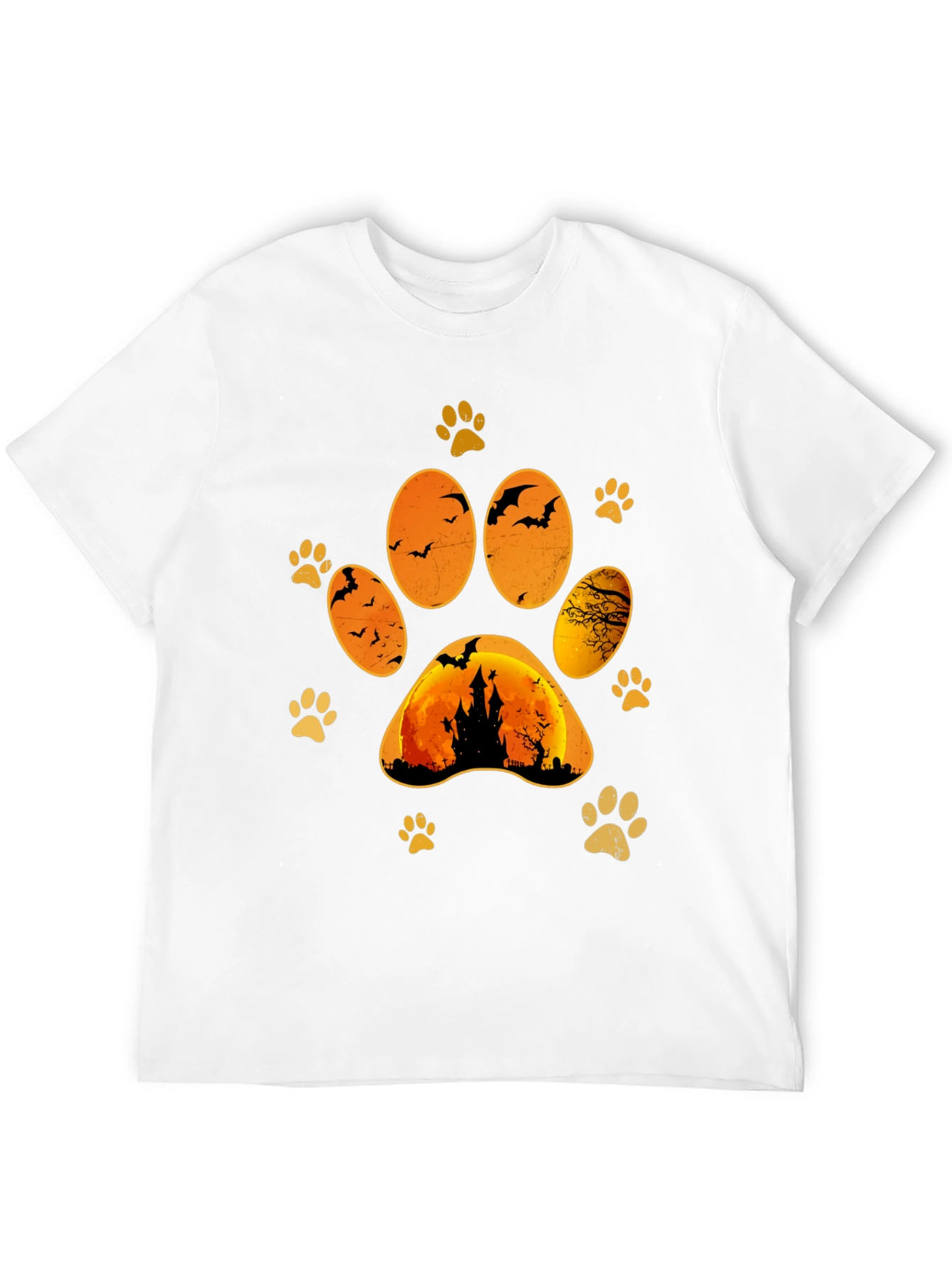 Halloween Cat Paw Print T-Shirt