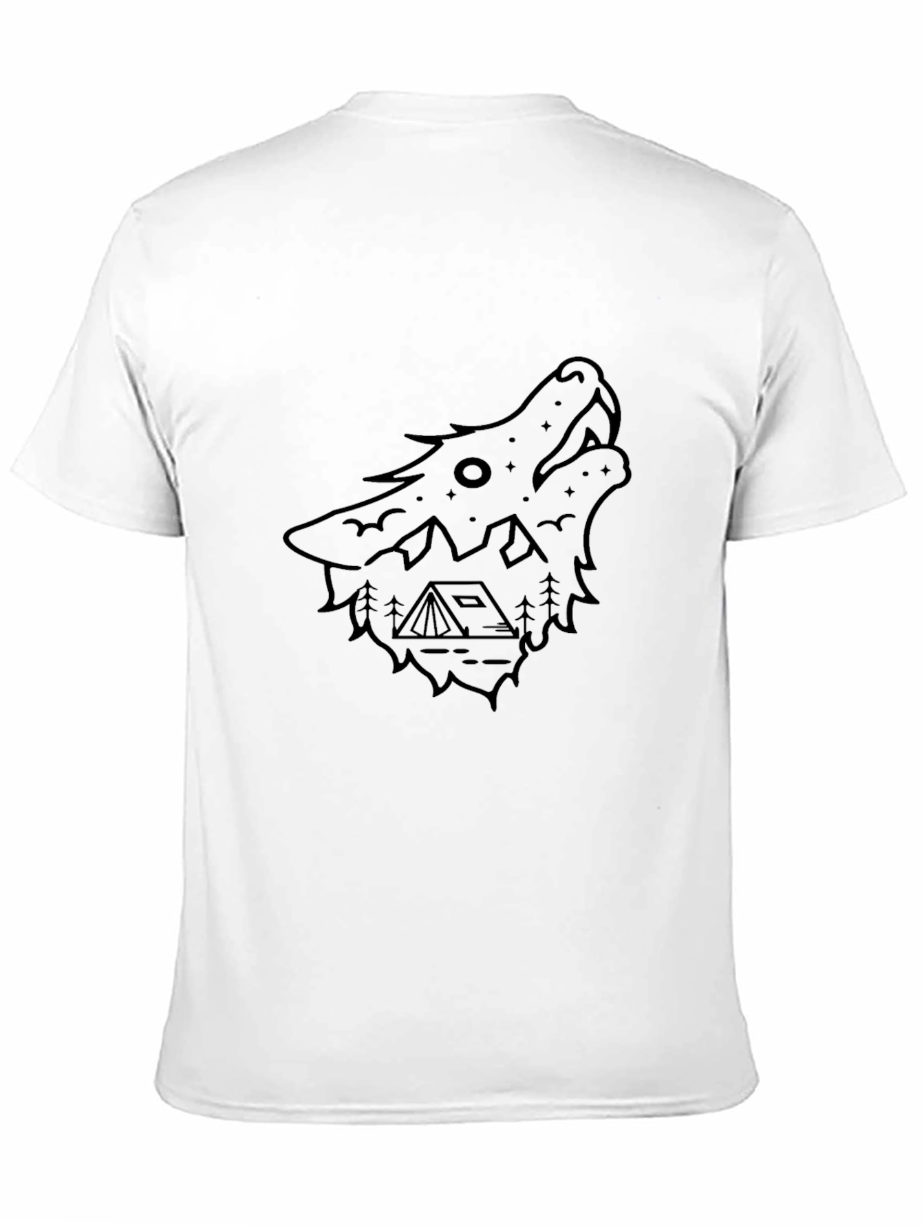 Black Wolf Graphic Tee - Camping Theme