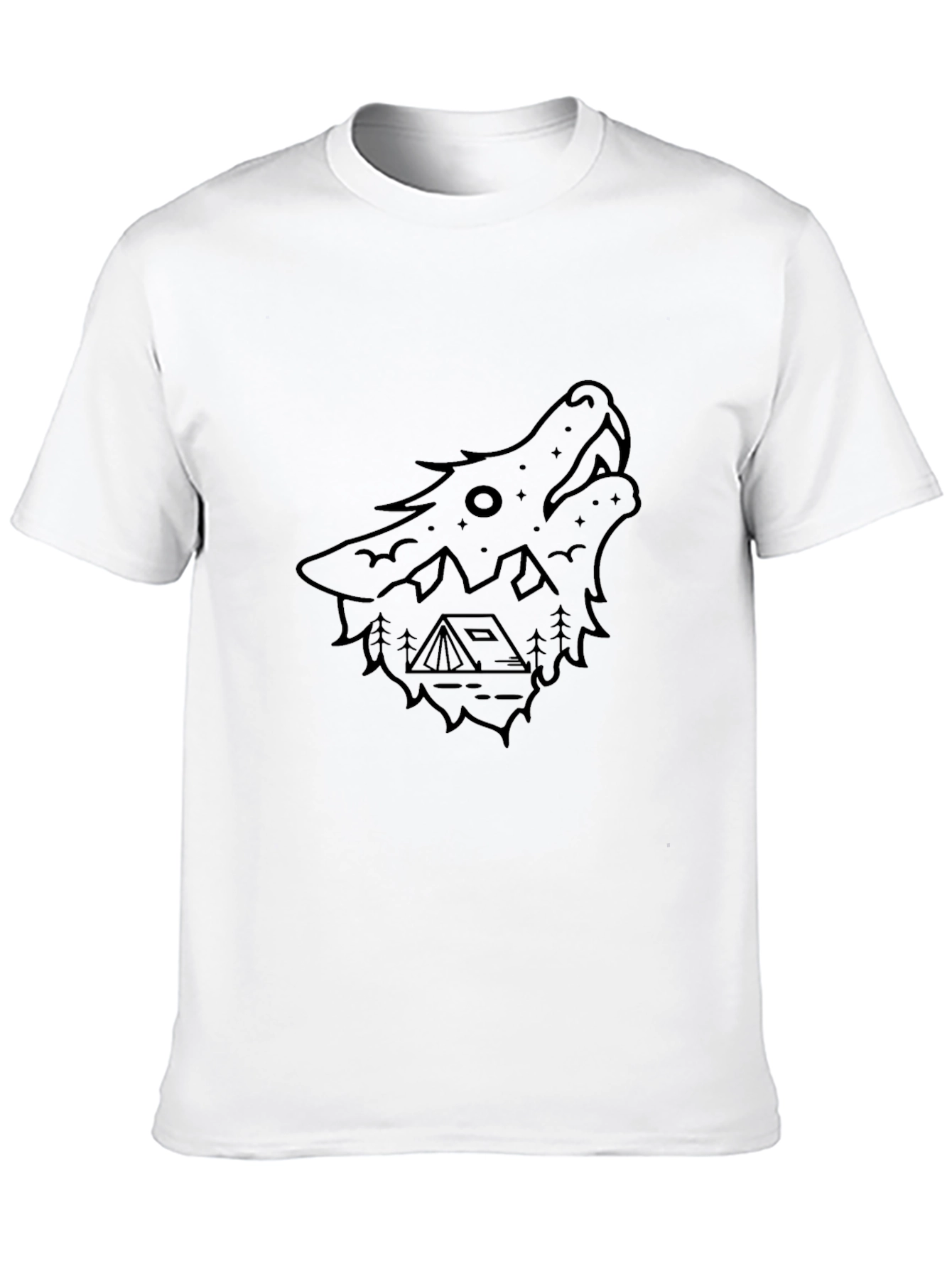 Black Wolf Graphic Tee - Camping Theme