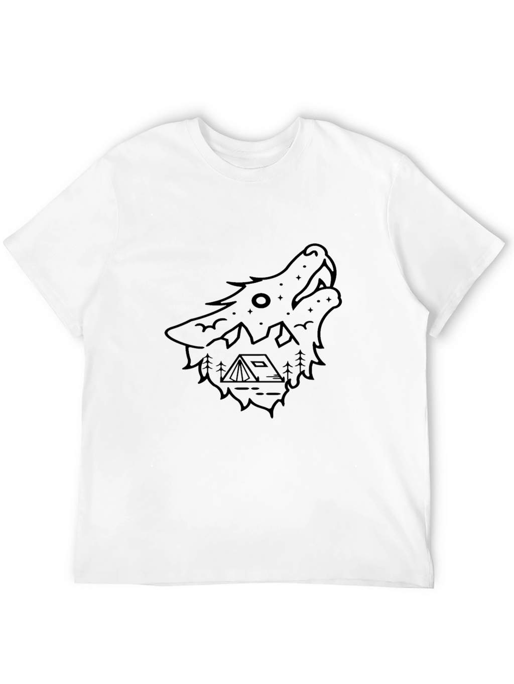 Black Wolf Graphic Tee - Camping Theme