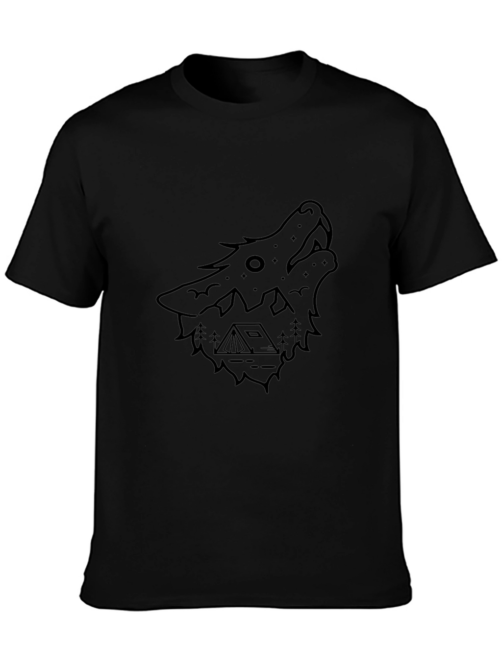 Black Wolf Graphic Tee - Camping Theme