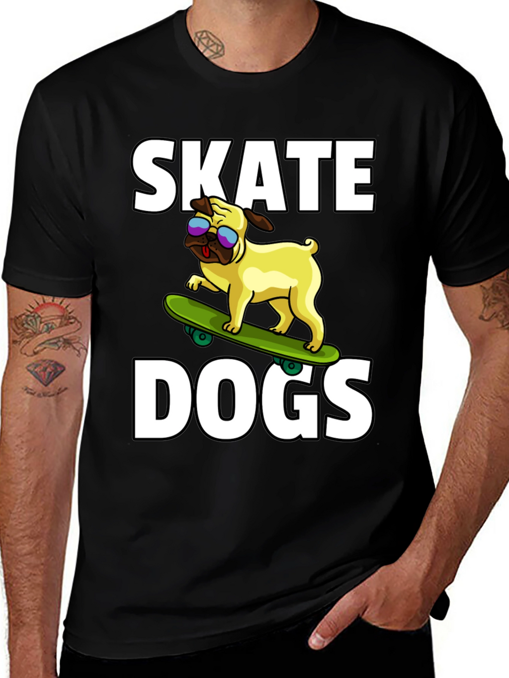 Skate Dogs Graphic Tee - Black Cotton T-Shirt