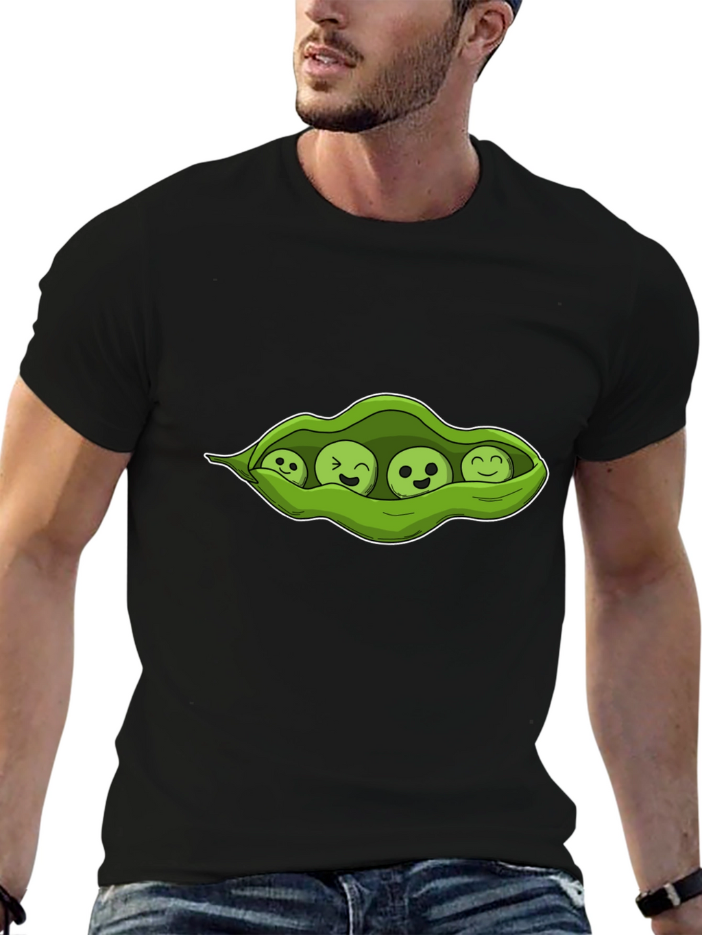 Four Peas in a Pod Black T-Shirt