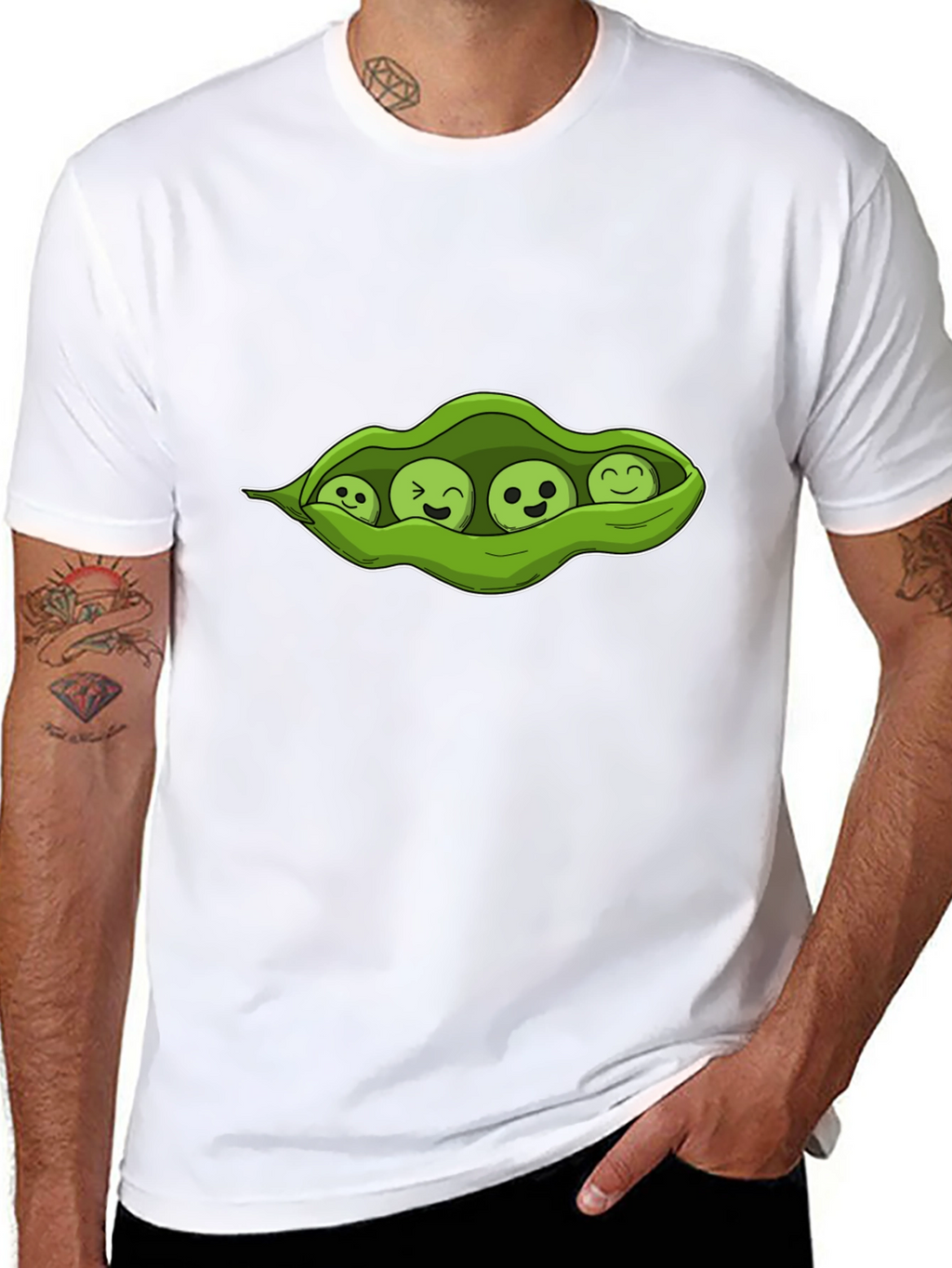 Four Peas in a Pod Black T-Shirt