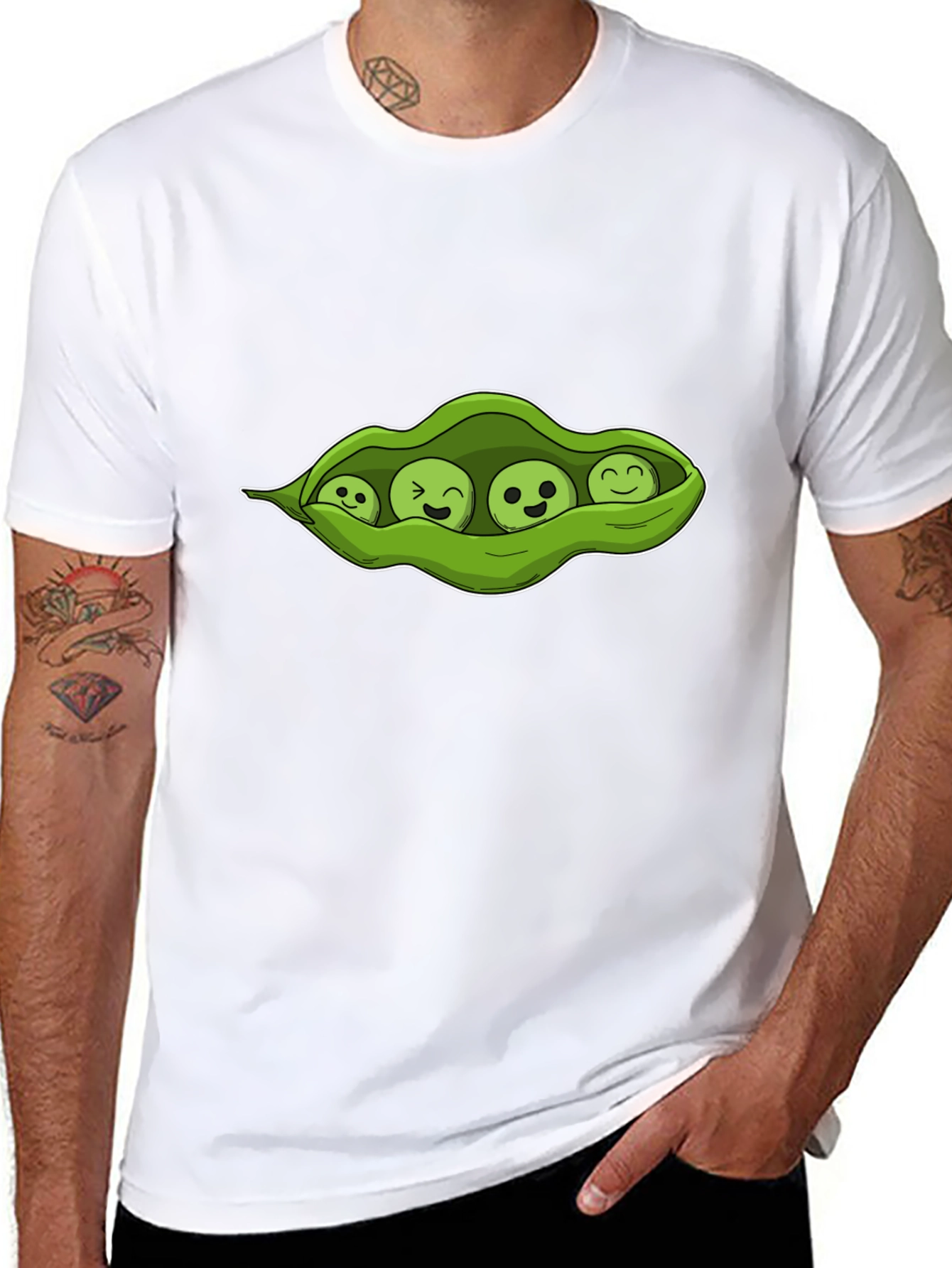 Four Peas in a Pod Black T-Shirt