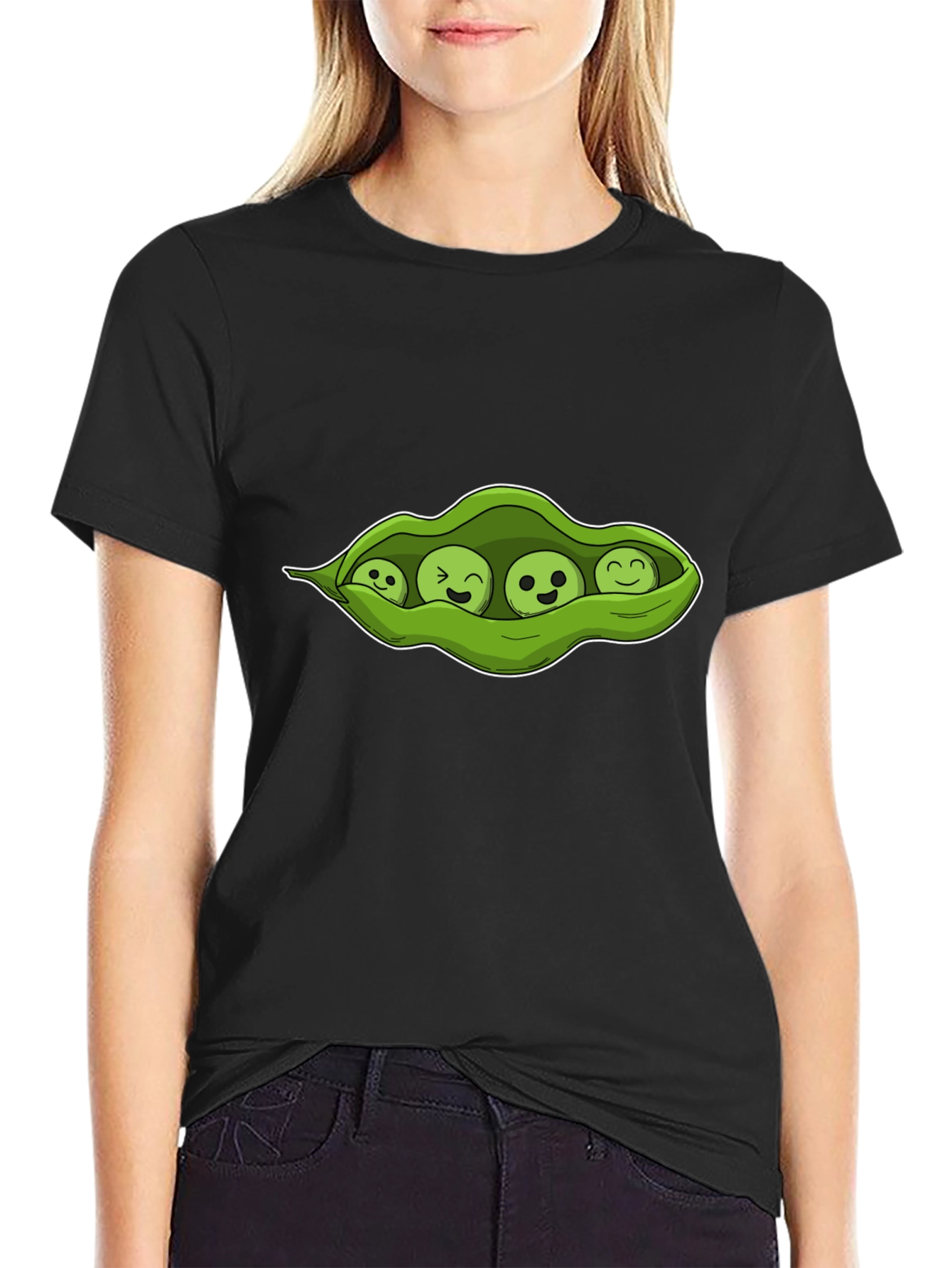 Four Peas in a Pod Black T-Shirt