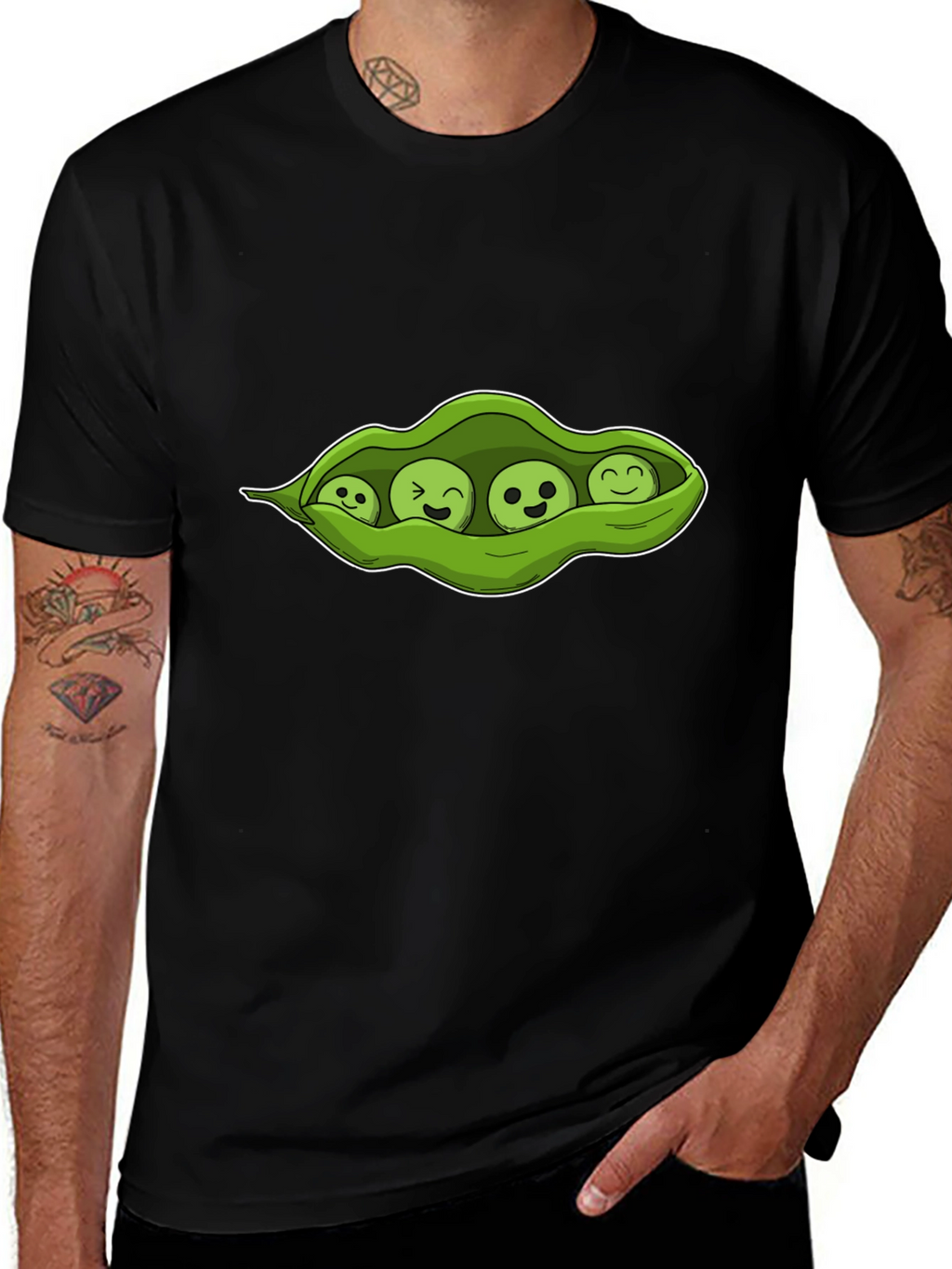 Four Peas in a Pod Black T-Shirt