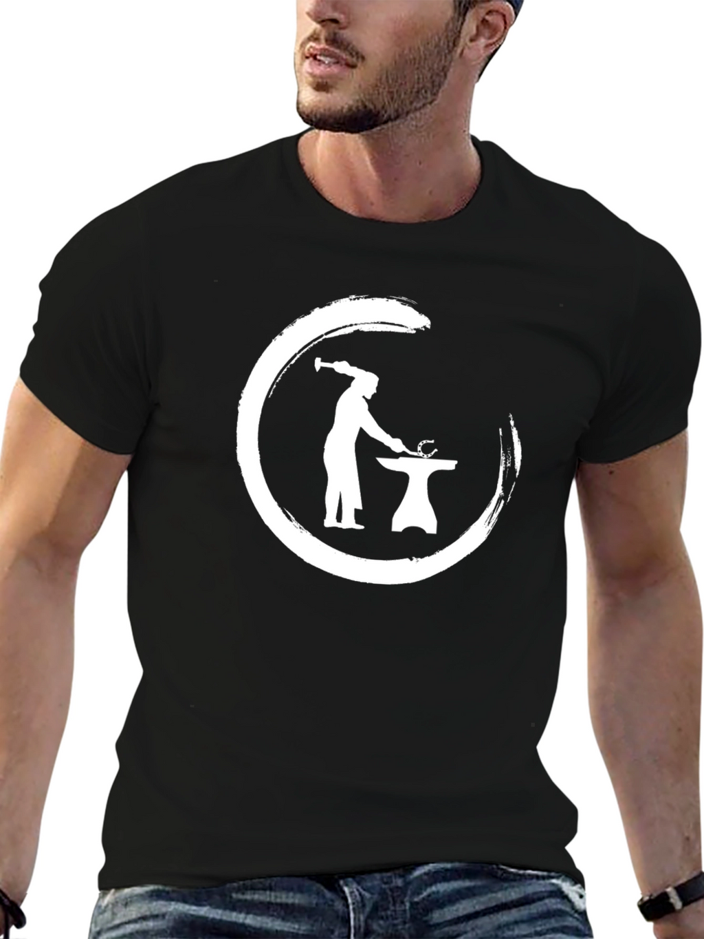 Blacksmith Circle Graphic Tee - Black Cotton T-Shirt