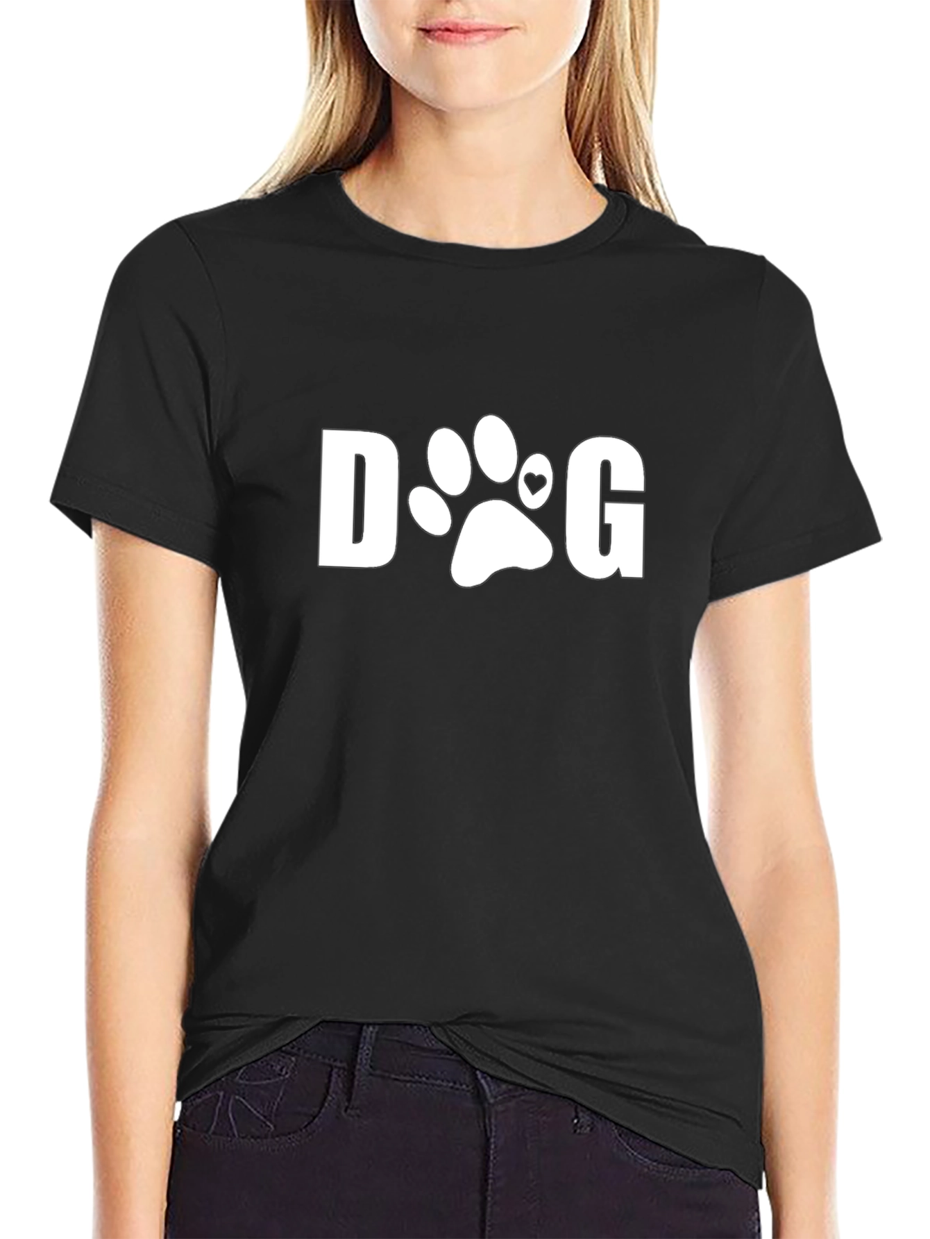 DOG Paw Print T-Shirt - Black