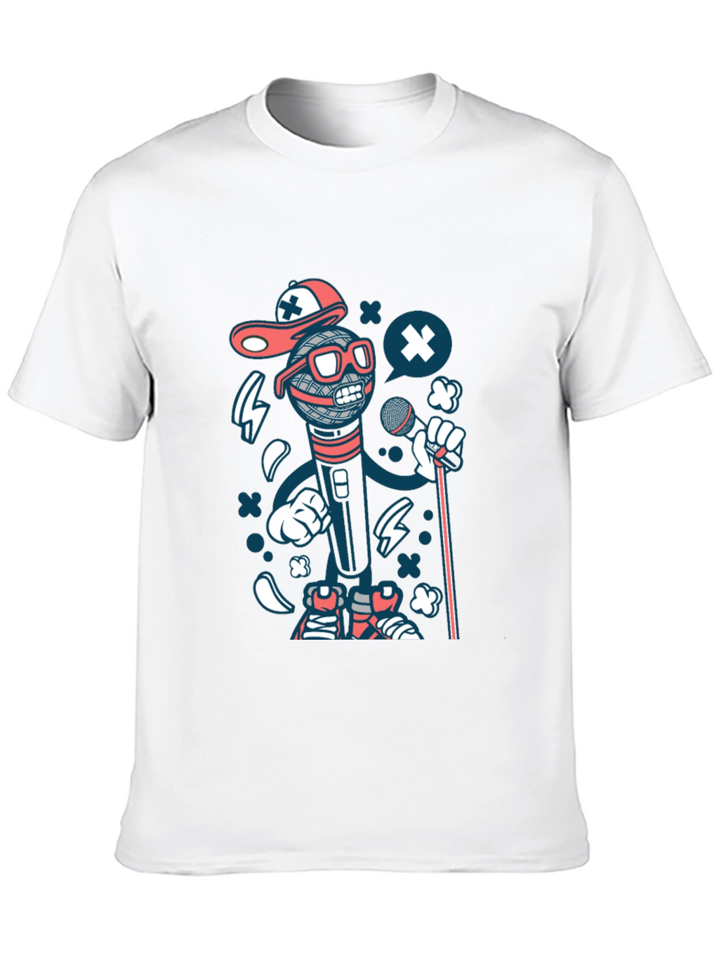 Cartoon Microphone Graphic T-Shirt
