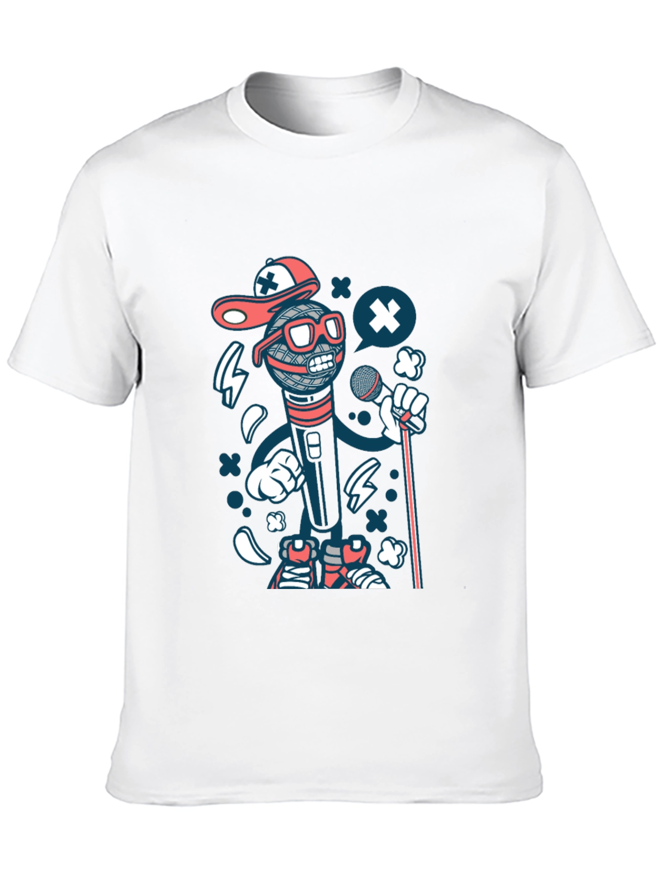 Cartoon Microphone Graphic T-Shirt