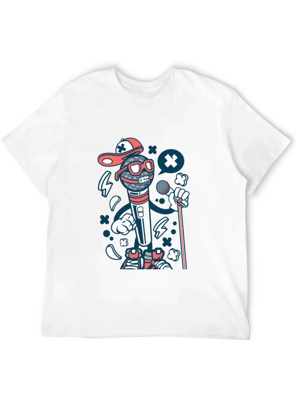 Cartoon Microphone Graphic T-Shirt