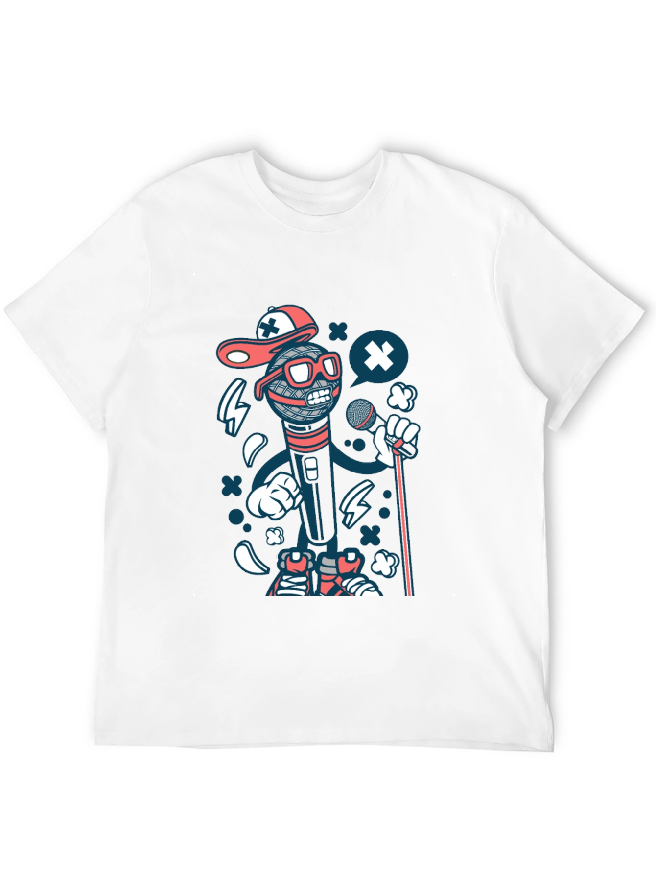 Cartoon Microphone Graphic T-Shirt