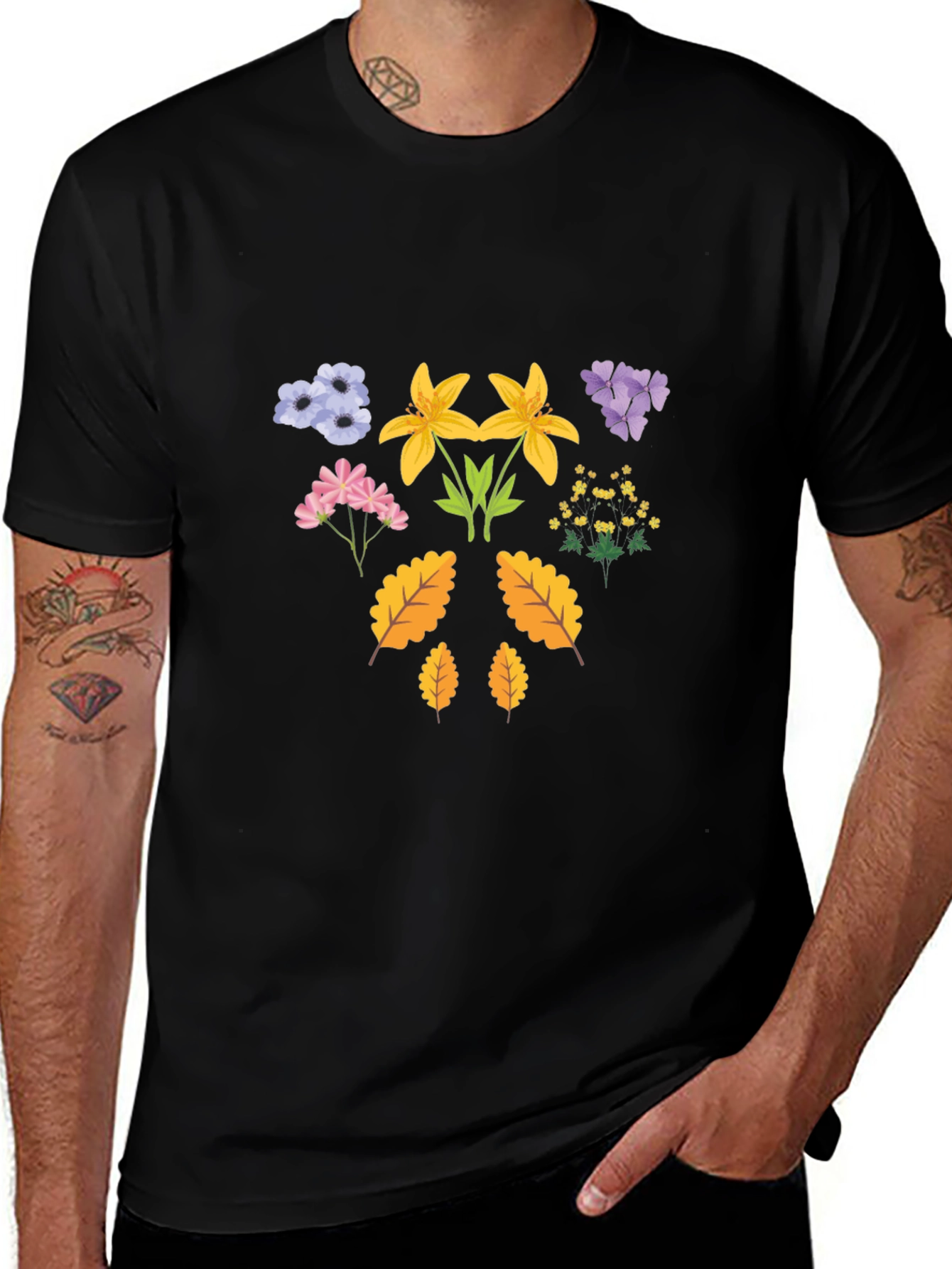 Floral Print T-Shirt - Botanical Design