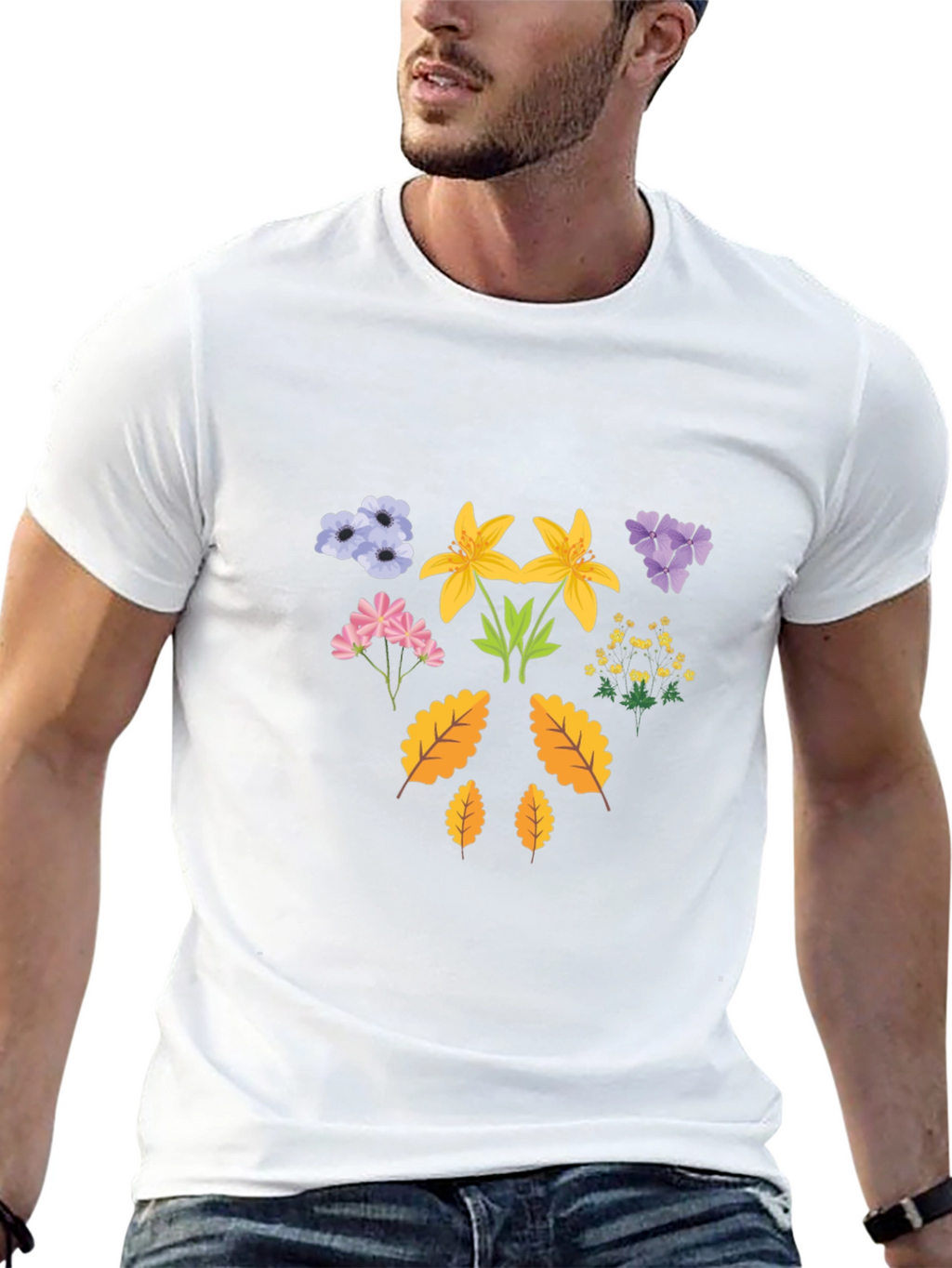 Floral Print T-Shirt - Botanical Design