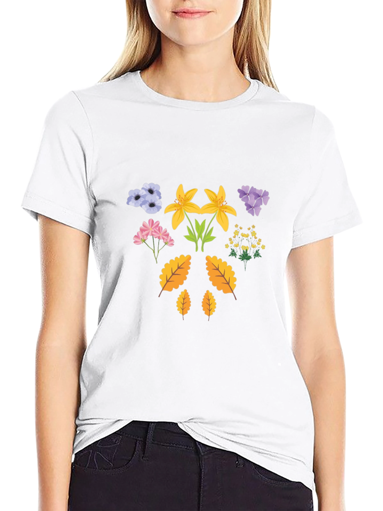 Floral Print T-Shirt - Botanical Design