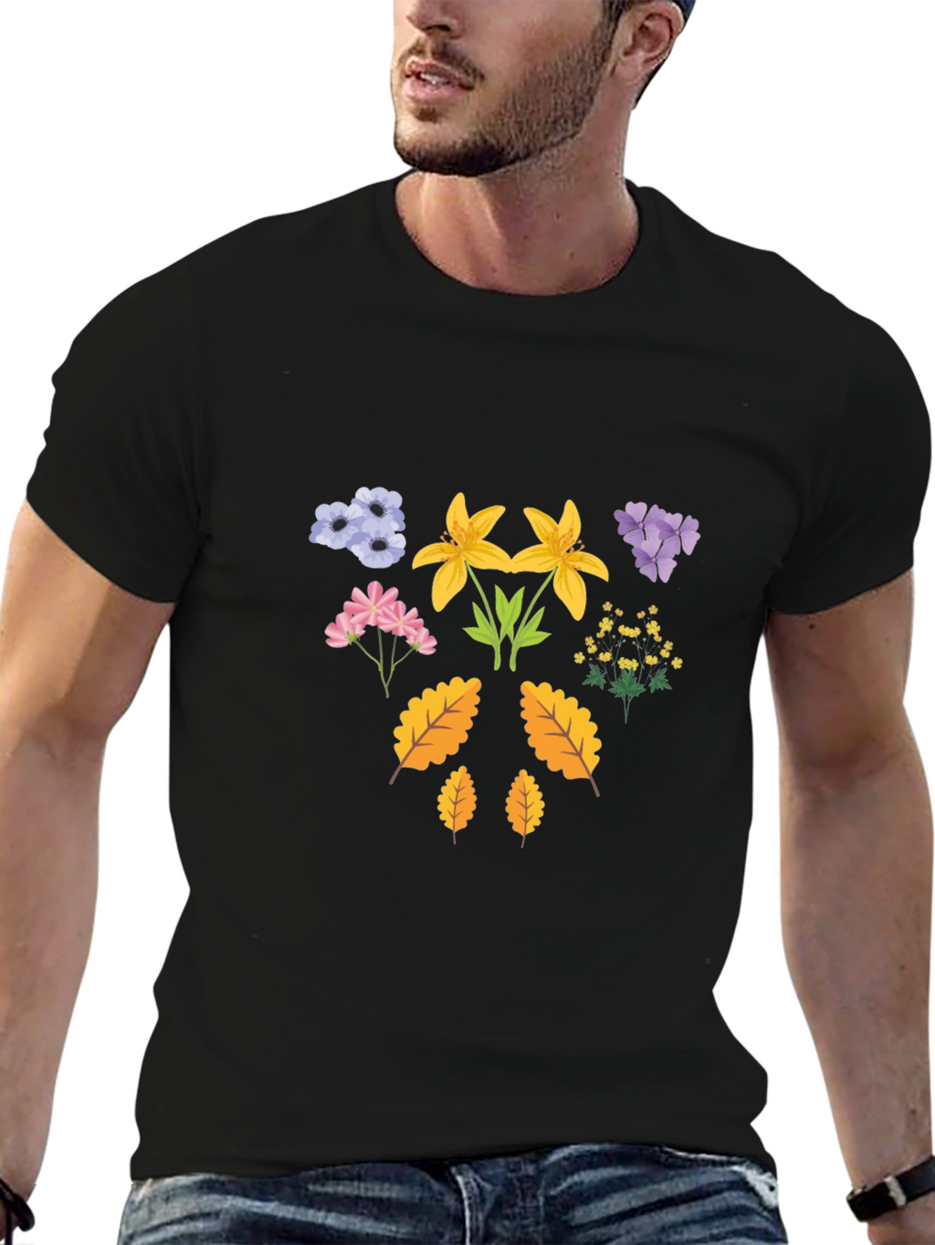 Floral Print T-Shirt - Botanical Design