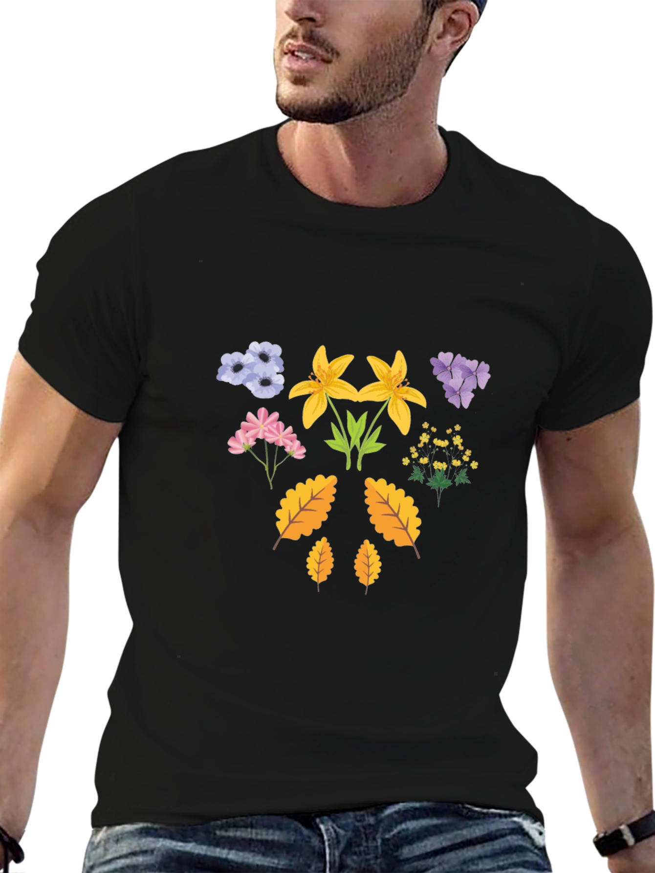 Floral Print T-Shirt - Botanical Design