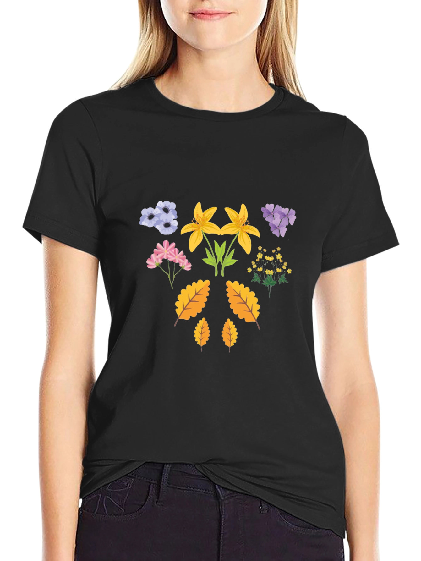 Floral Print T-Shirt - Botanical Design