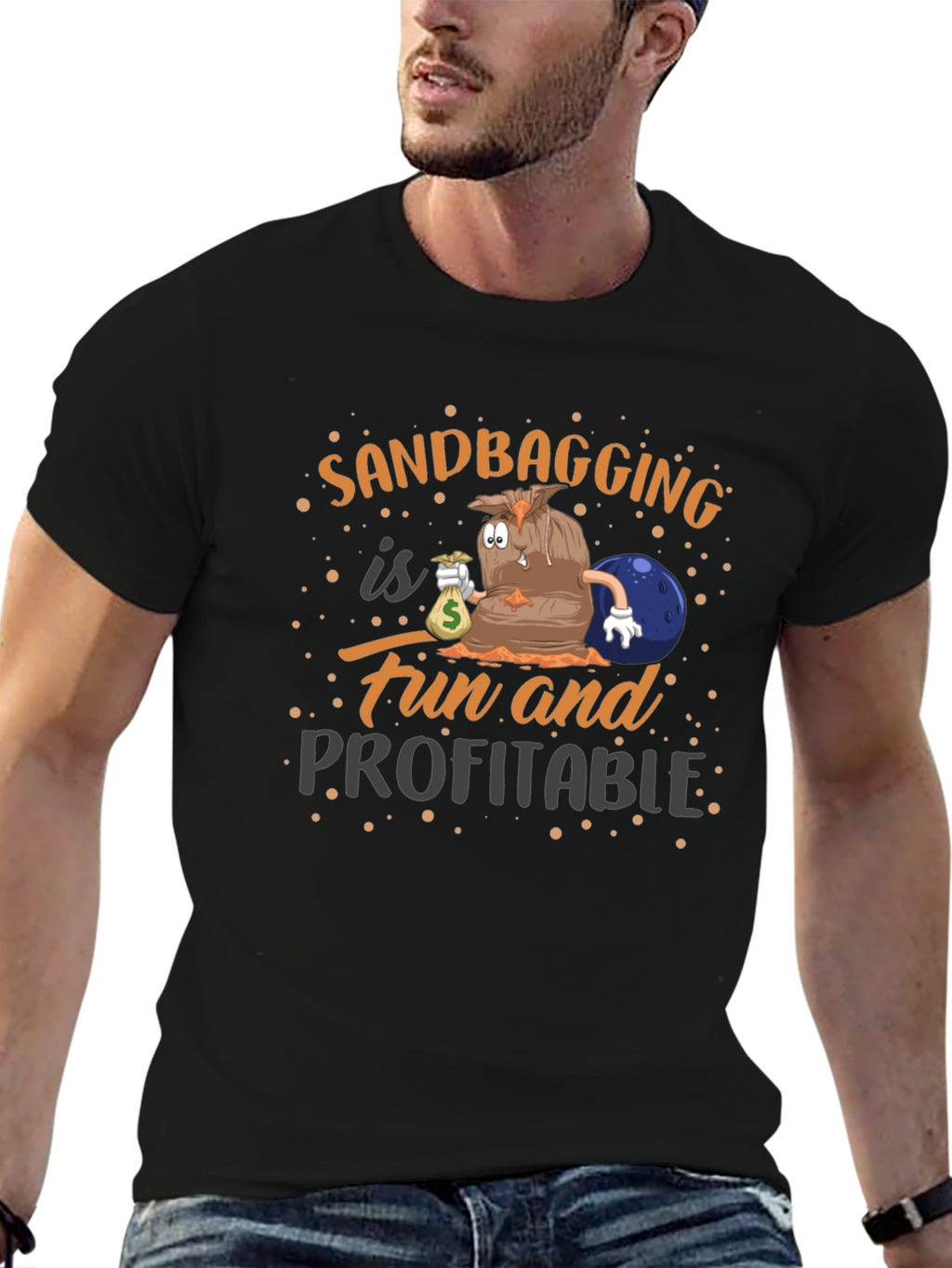 Sandbagging Fun & Profitable Black Graphic T-Shirt