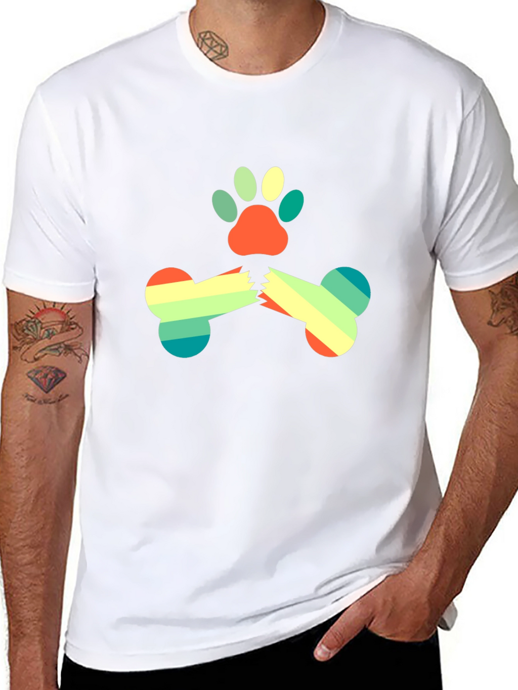 Retro Dog Paw & Bone Graphic Tee