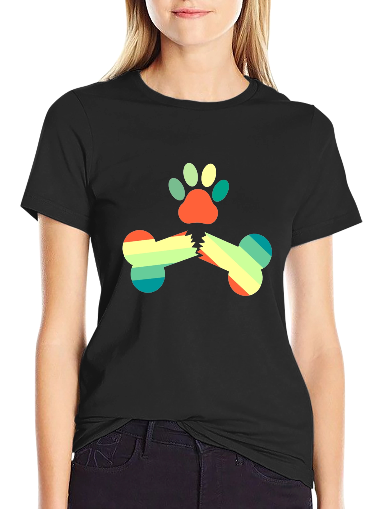Retro Dog Paw & Bone Graphic Tee