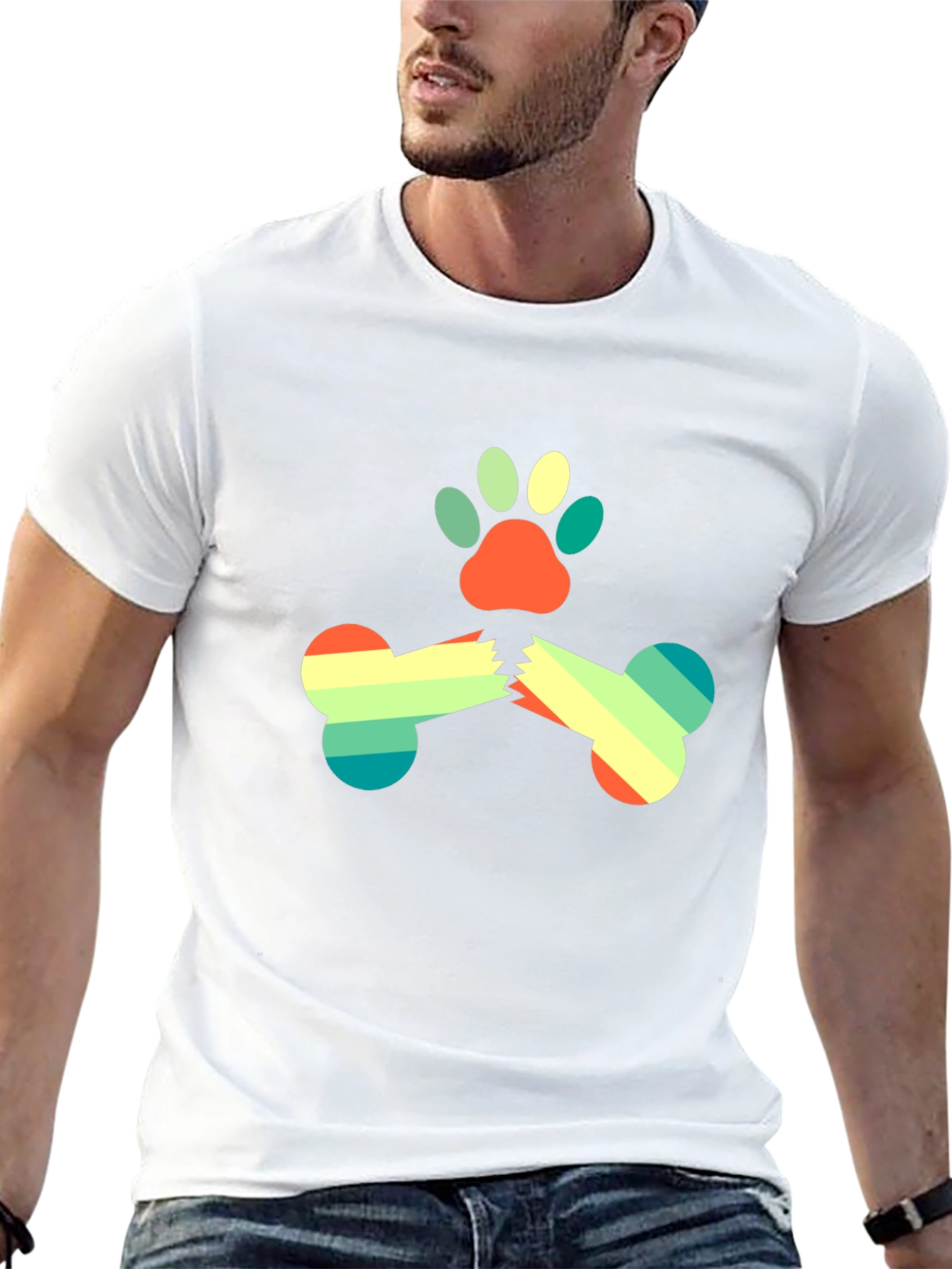 Retro Dog Paw & Bone Graphic Tee